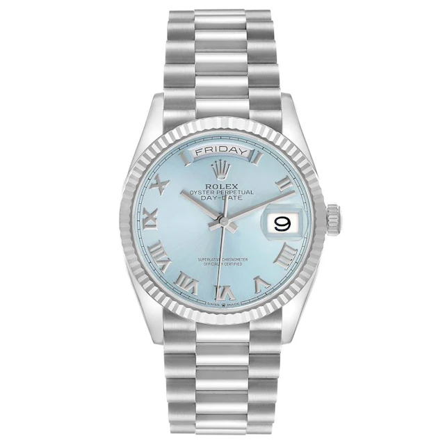 President Day-Date 'Ice Blue' Dial (Reference 128236). A 36mm platinum