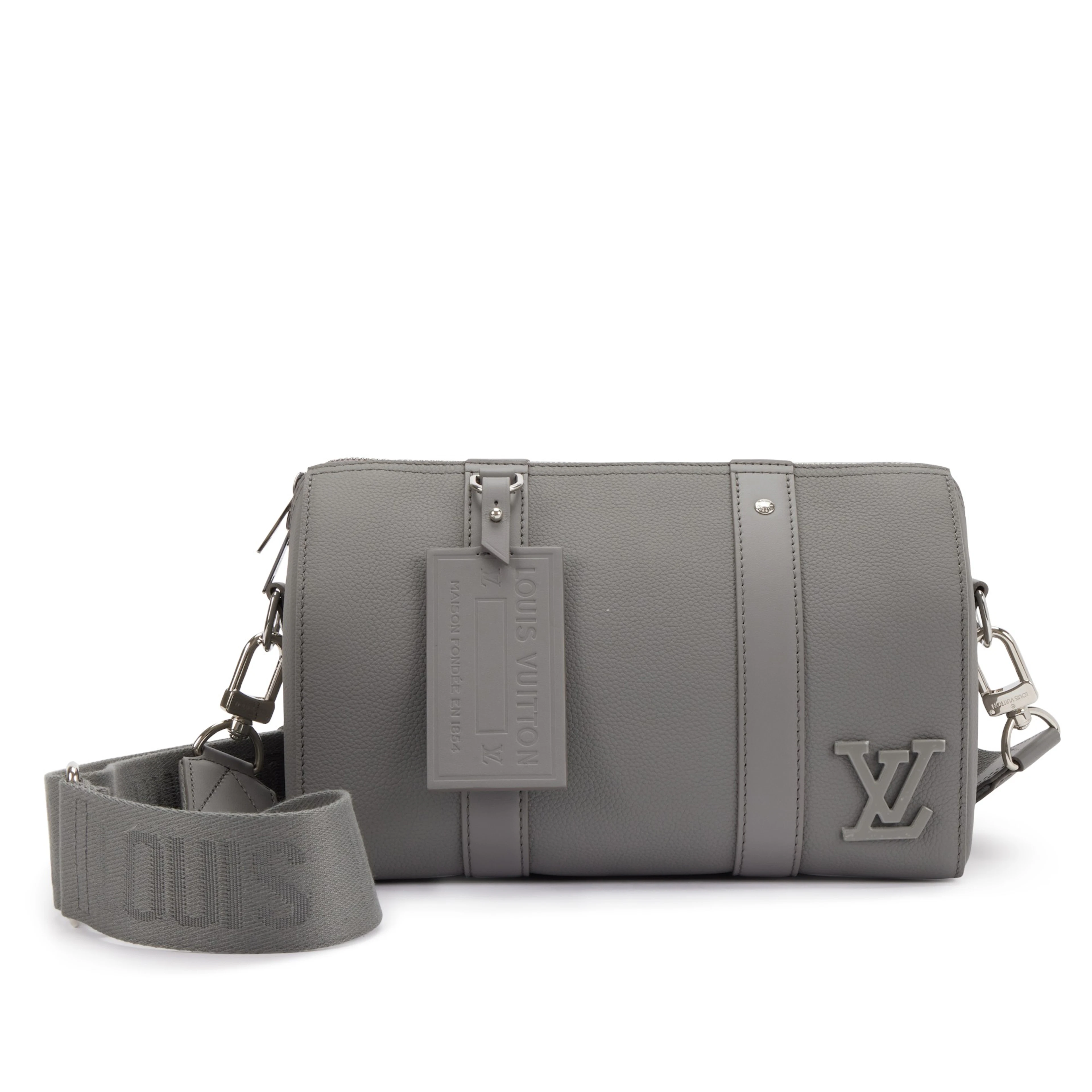 Virgil Abloh Gray Aerogram Leather City Keepall Silver Hardware, 2021-2022