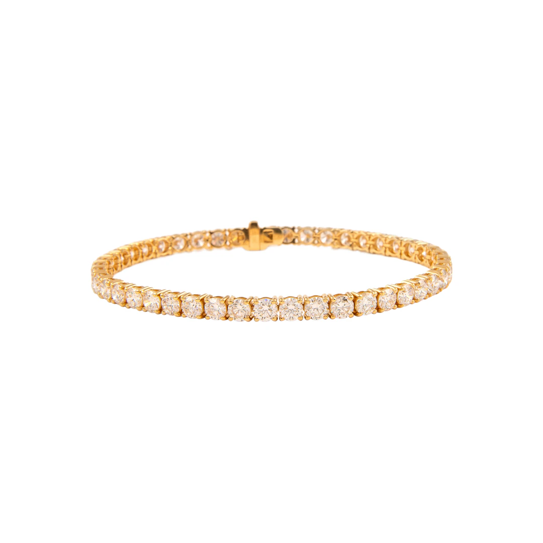 Gold and 9.95ctw Round Brilliant Cut Diamond Tennis Bracelet