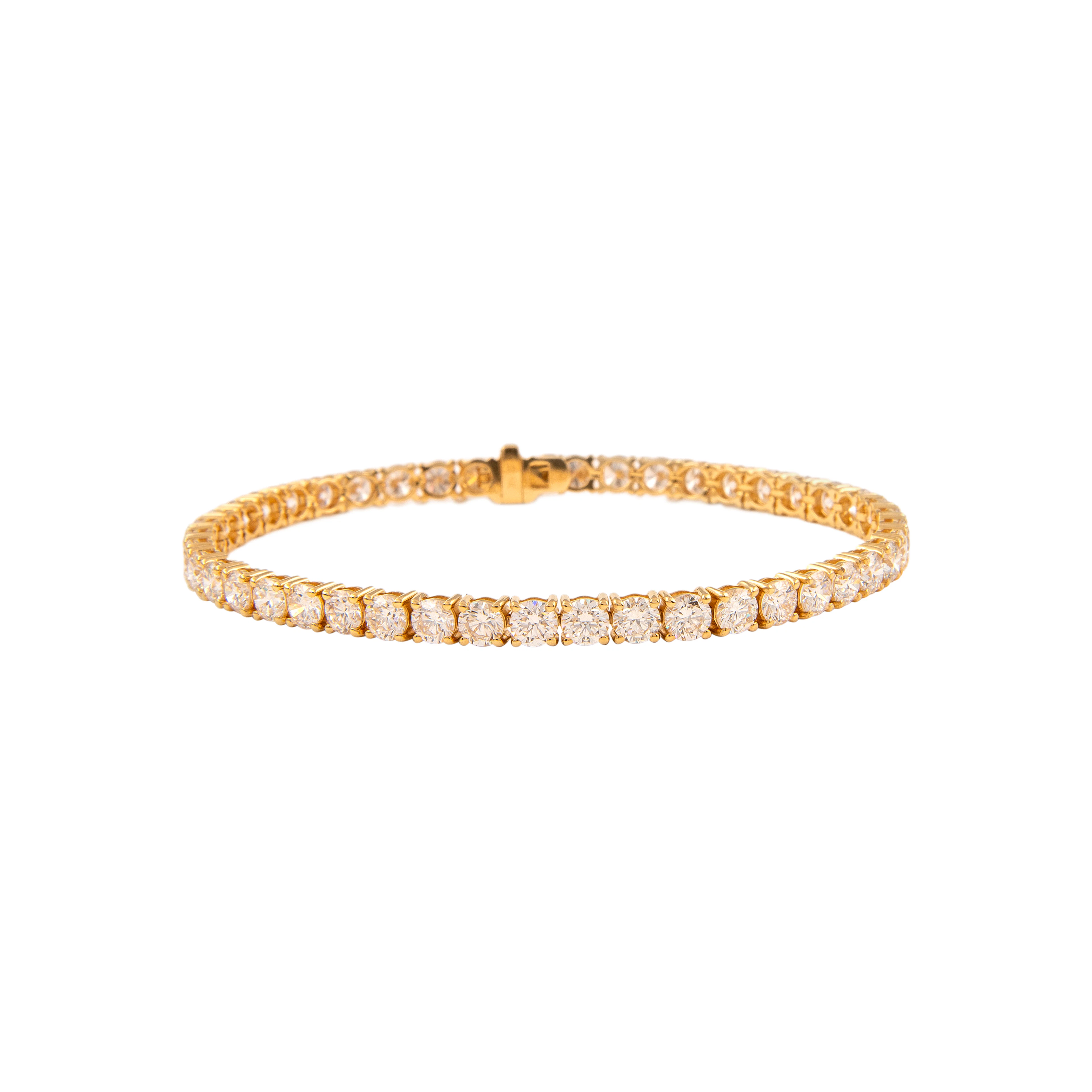 Gold and 9.95ctw Round Brilliant Cut Diamond Tennis Bracelet