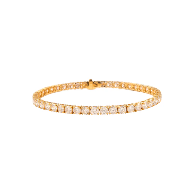 Gold and 9.95ctw Round Brilliant Cut Diamond Tennis Bracelet