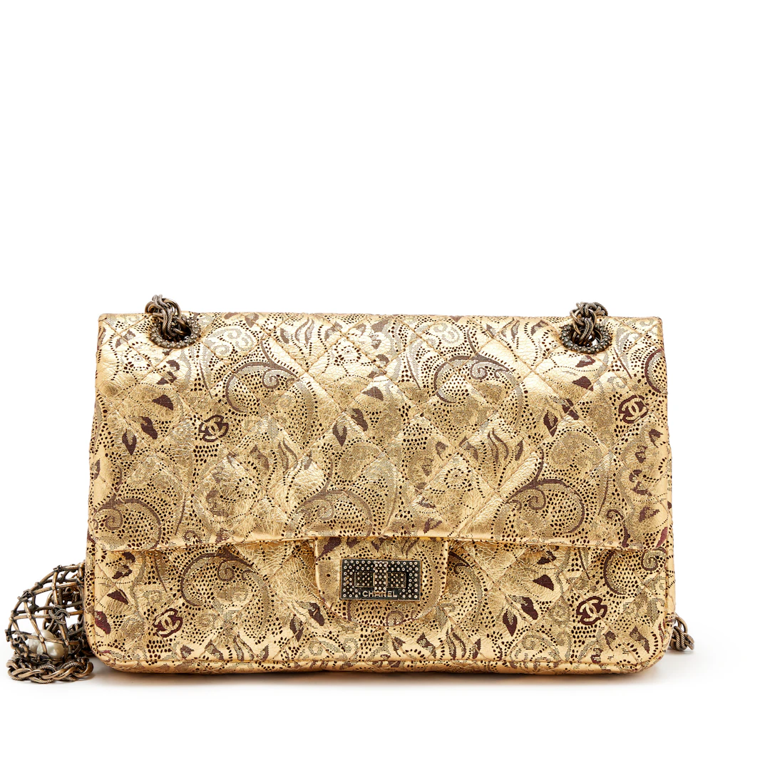 Gold Brocade Hand Painted Lace Quilted Buffalo Paris-Moscow 2.55 Reissue