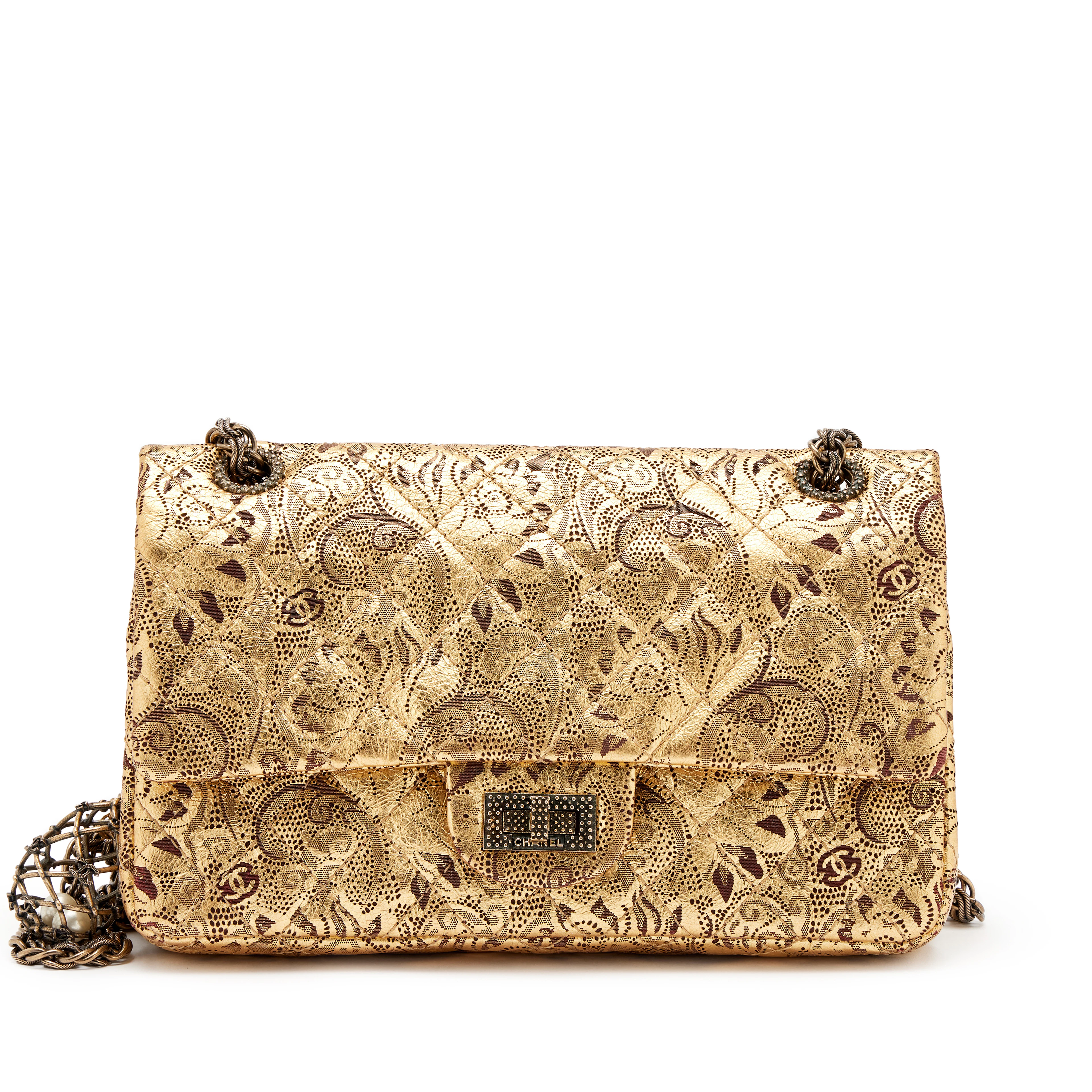 Gold Brocade Hand Painted Lace Quilted Buffalo Paris-Moscow 2.55 Reissue