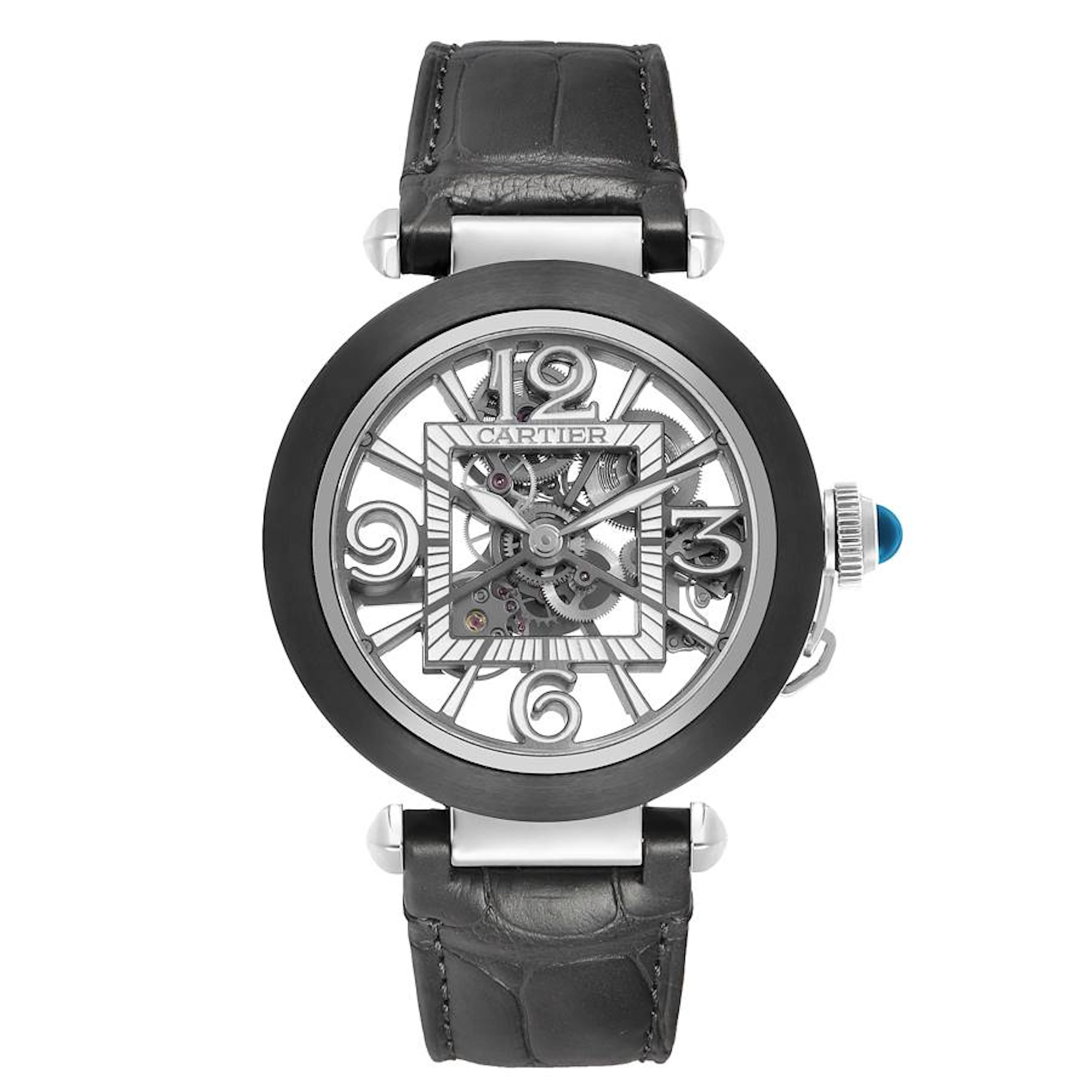 Pasha de Cartier (Reference WHPA0017). A 41mm black ADLC stainless