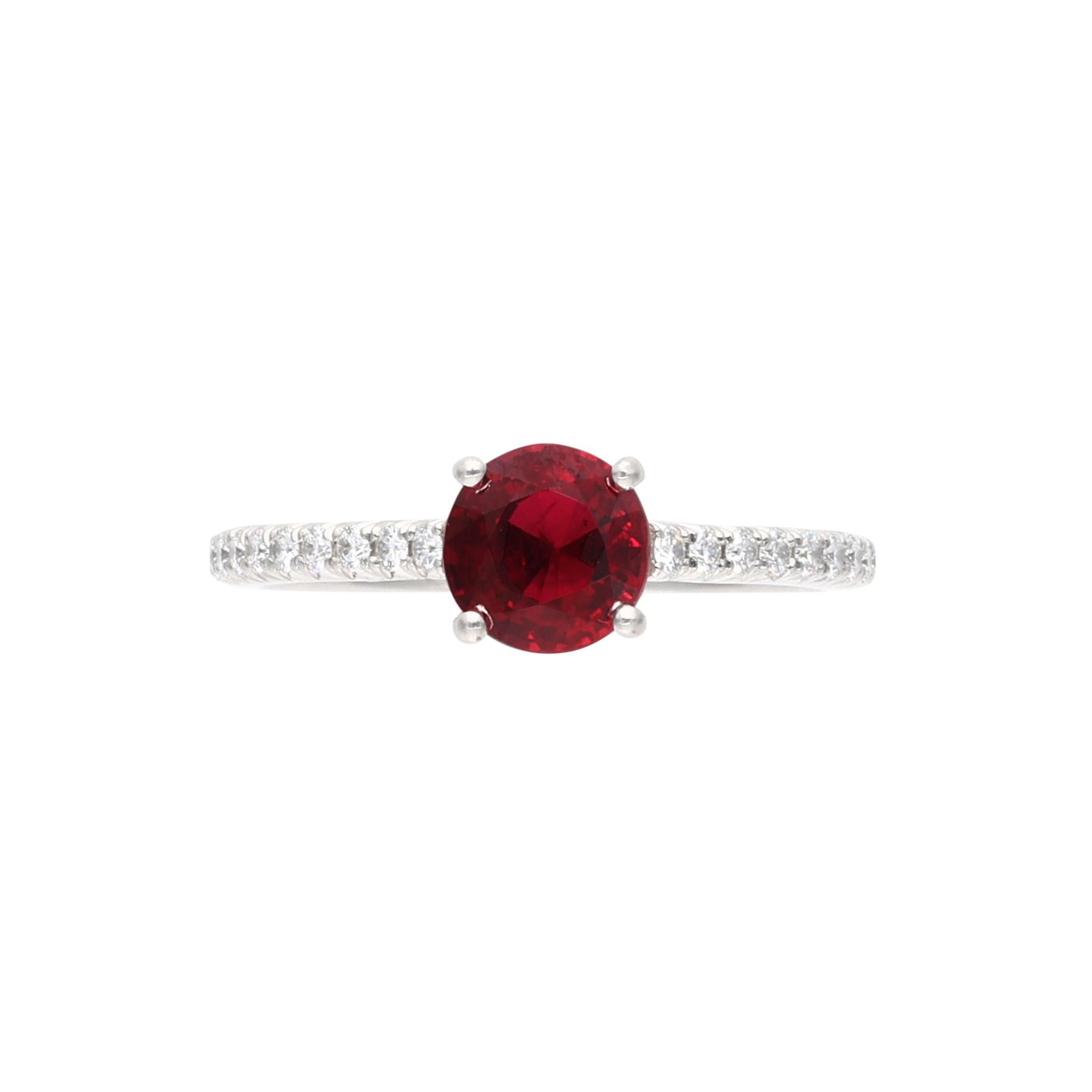Platinum, 1.17ct Mozambique Ruby and Diamond Ring