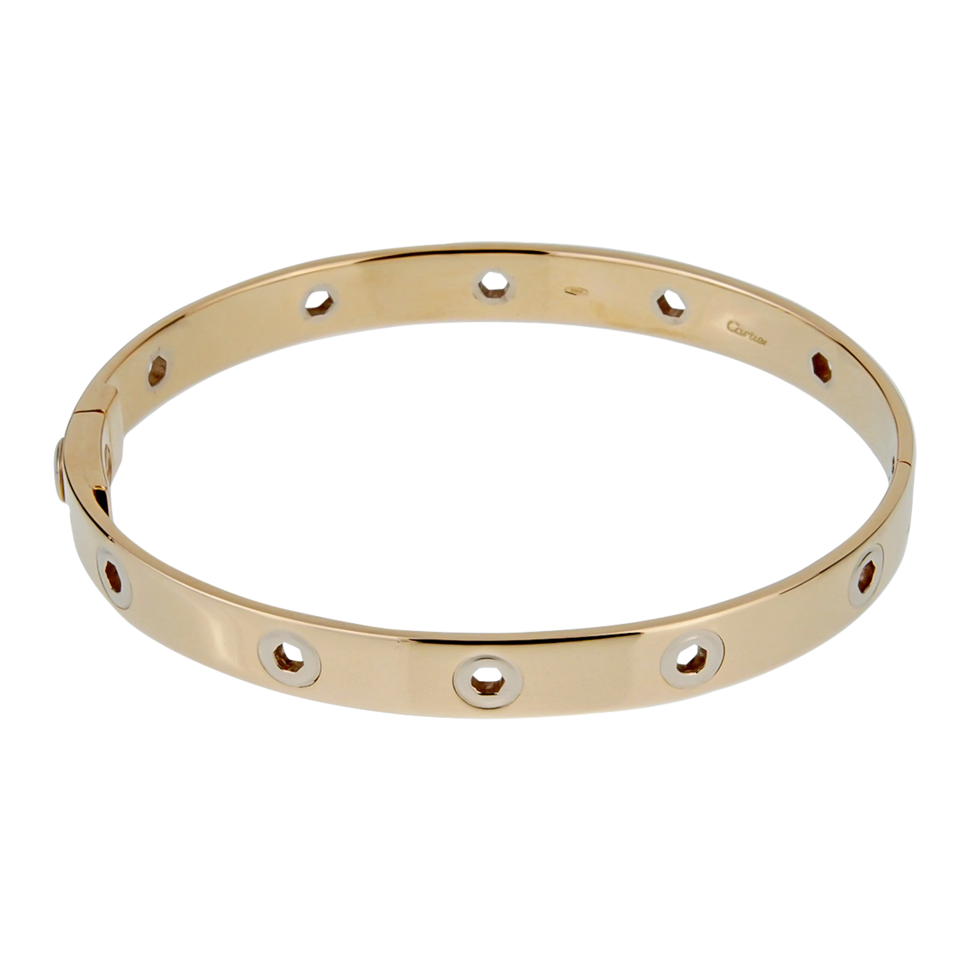 Vintage Gold and White Gold Love Series Bangle Bracelet