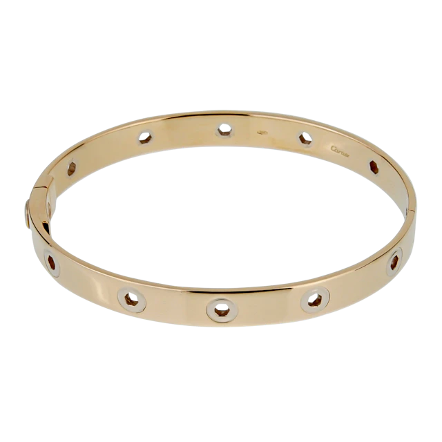 Vintage Gold and White Gold Love Series Bangle Bracelet