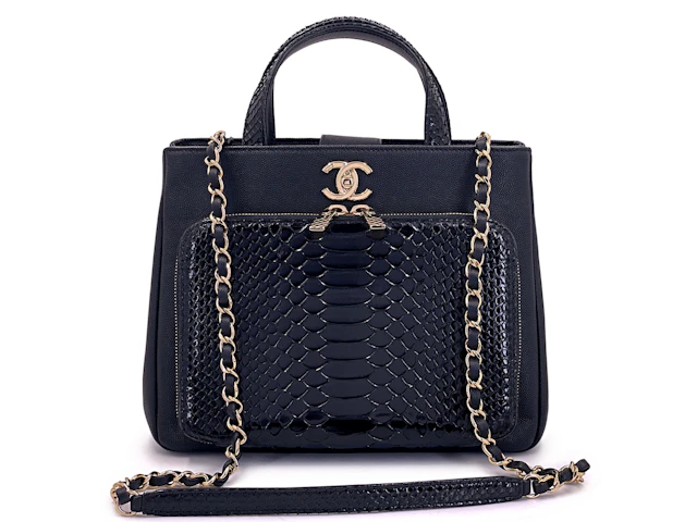 Black Caviar and Python Business Affinity Two Way Tote Bag Gold Hardware, 2018