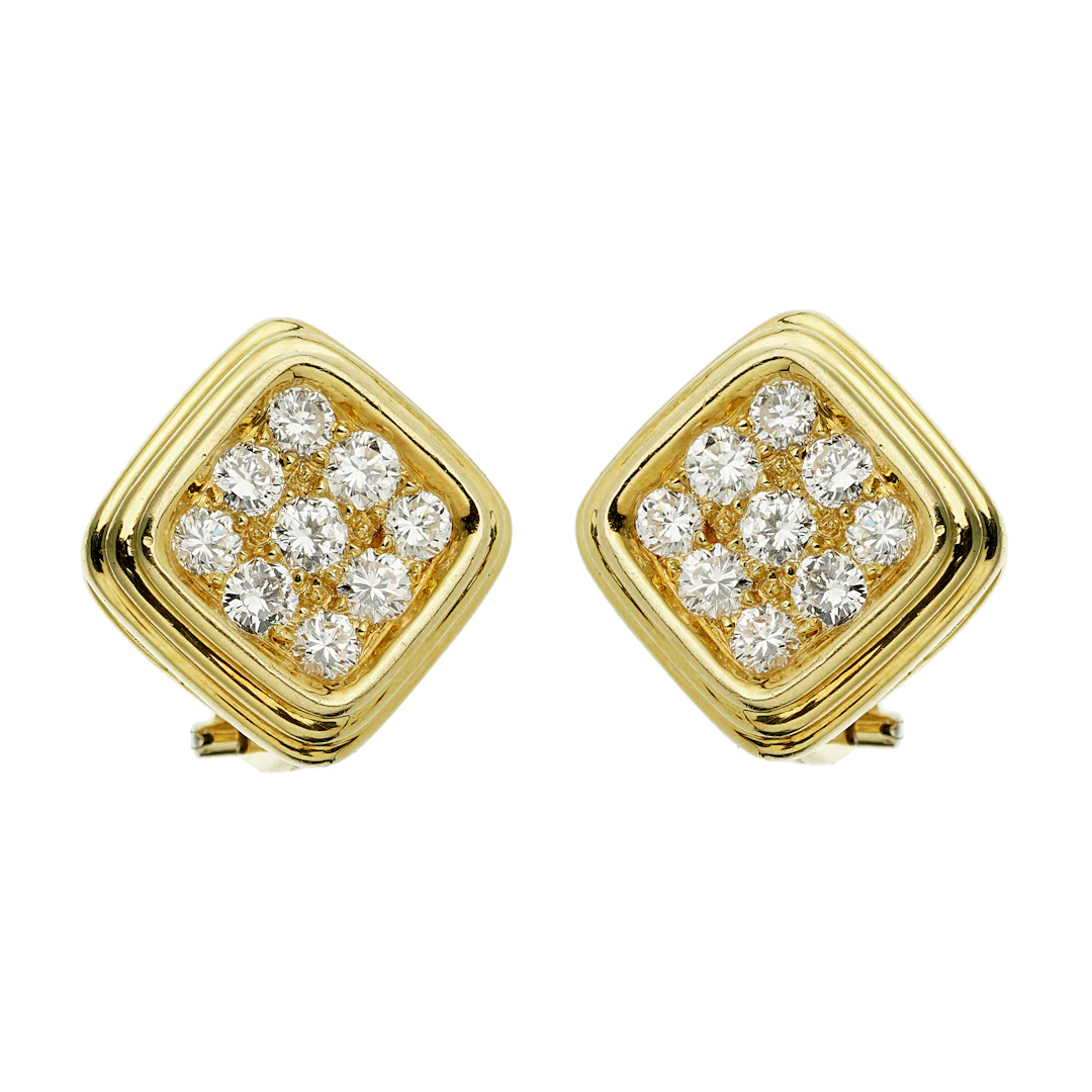 Vintage Gold and Diamond Earclips