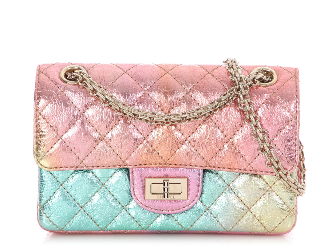 Rainbow Quilted Metallic Aged Calfskin Mini 2.55 Reissue Flap Bag