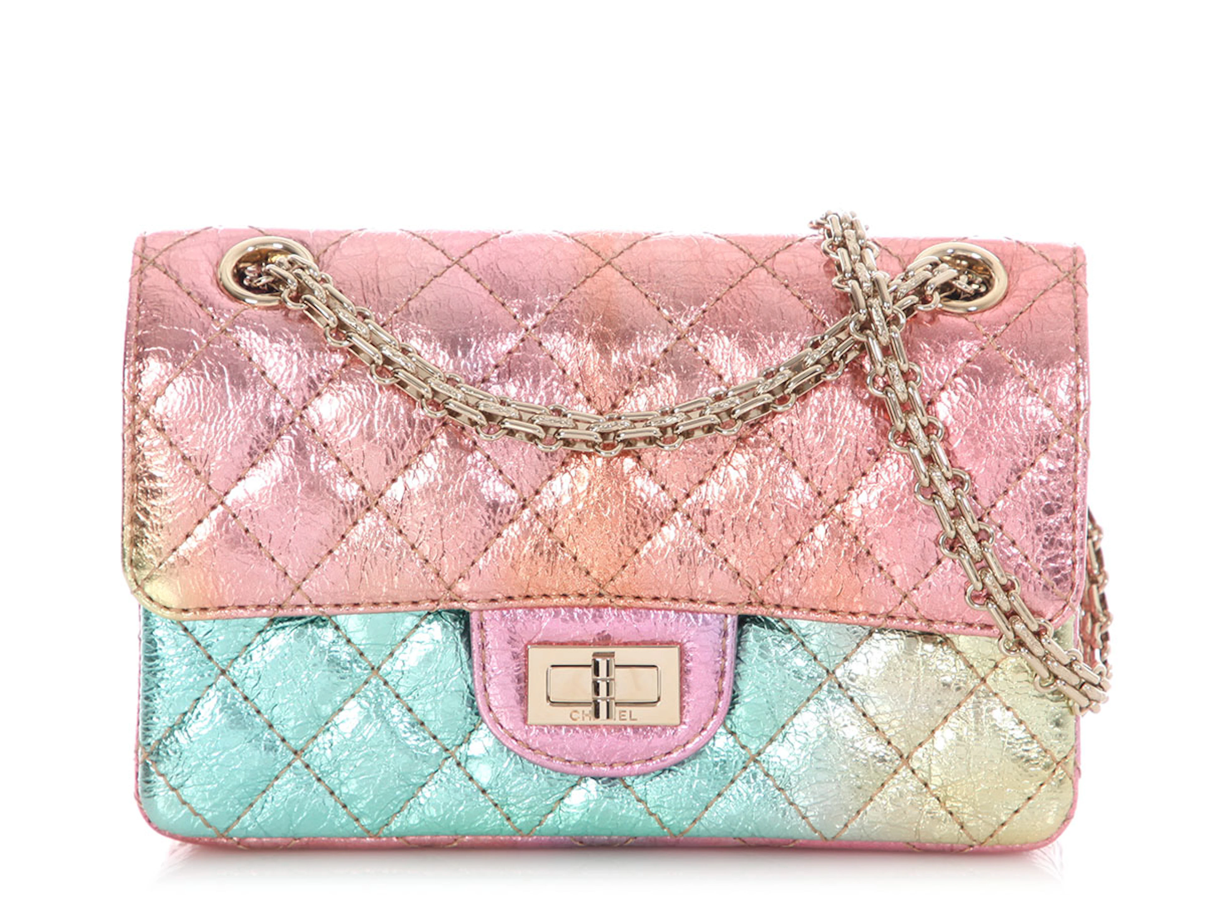 Rainbow Quilted Metallic Aged Calfskin Mini 2.55 Reissue Flap Bag