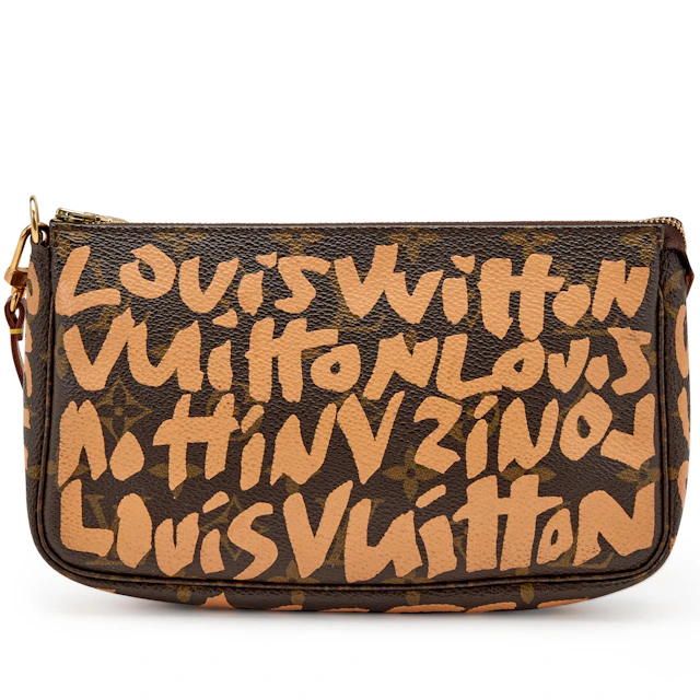 Ebene and Beige Monogram Graffiti Coated Canvas Pochette Gold Hardware, 2001