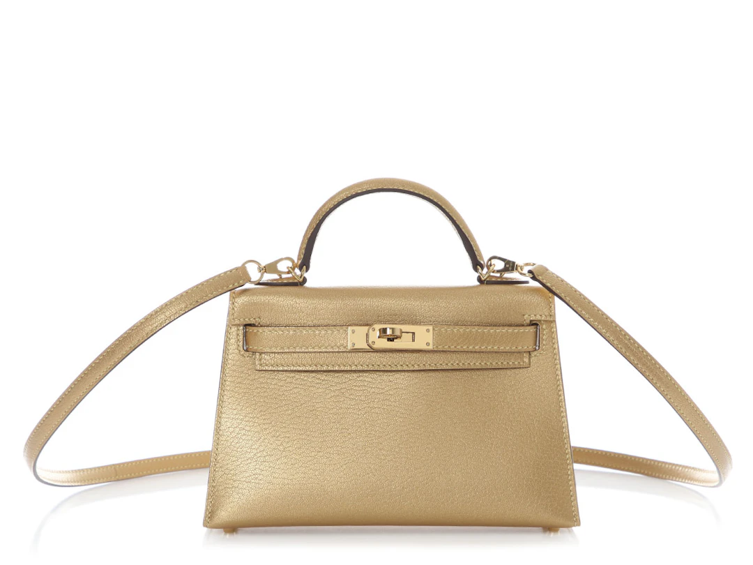 Limited Edition Dore Chèvre Chamkilight Metallic Mini Kelly II 20
