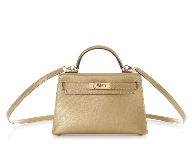Limited Edition Dore Chèvre Chamkilight Metallic Mini Kelly II 20