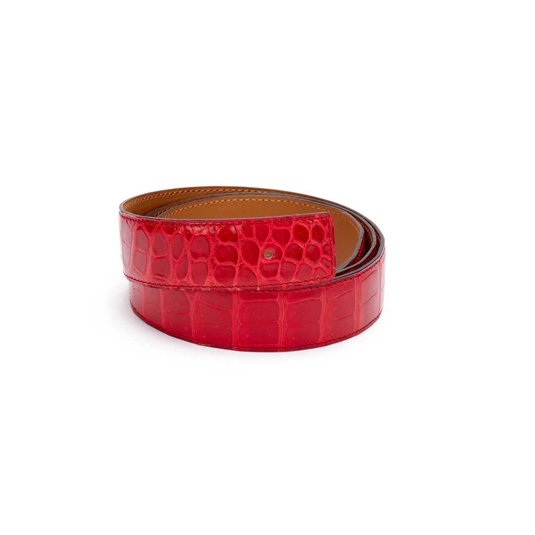Braise Shiny Porosus Crocodile Belt Strap 32mm, 2009