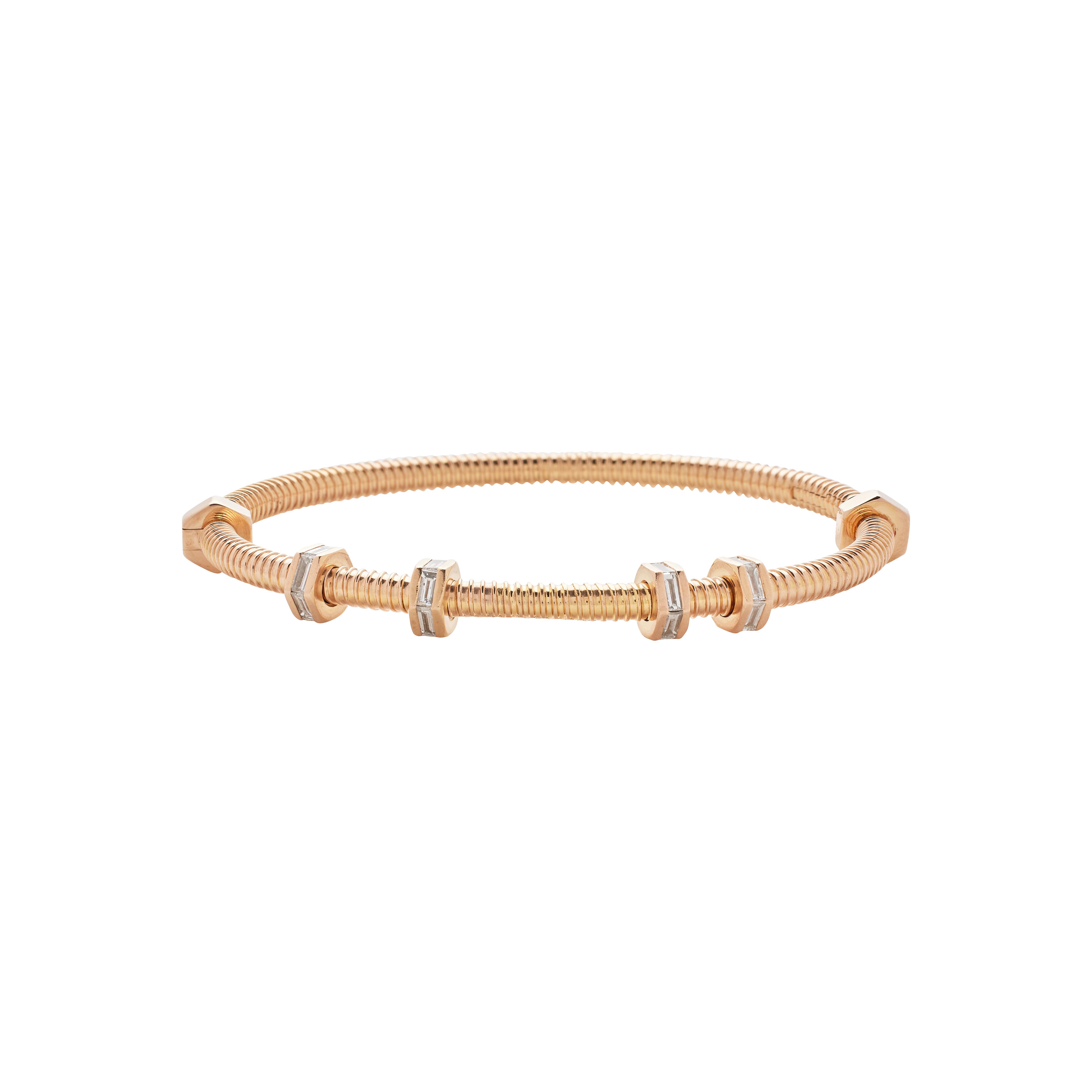 Rose Gold and Diamond Écrou Bangle Bracelet