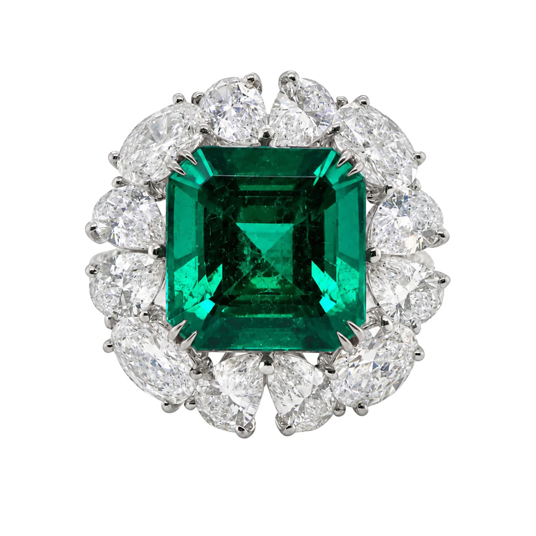 White Gold, 6.19ct Colombian Emerald and Diamond Ring