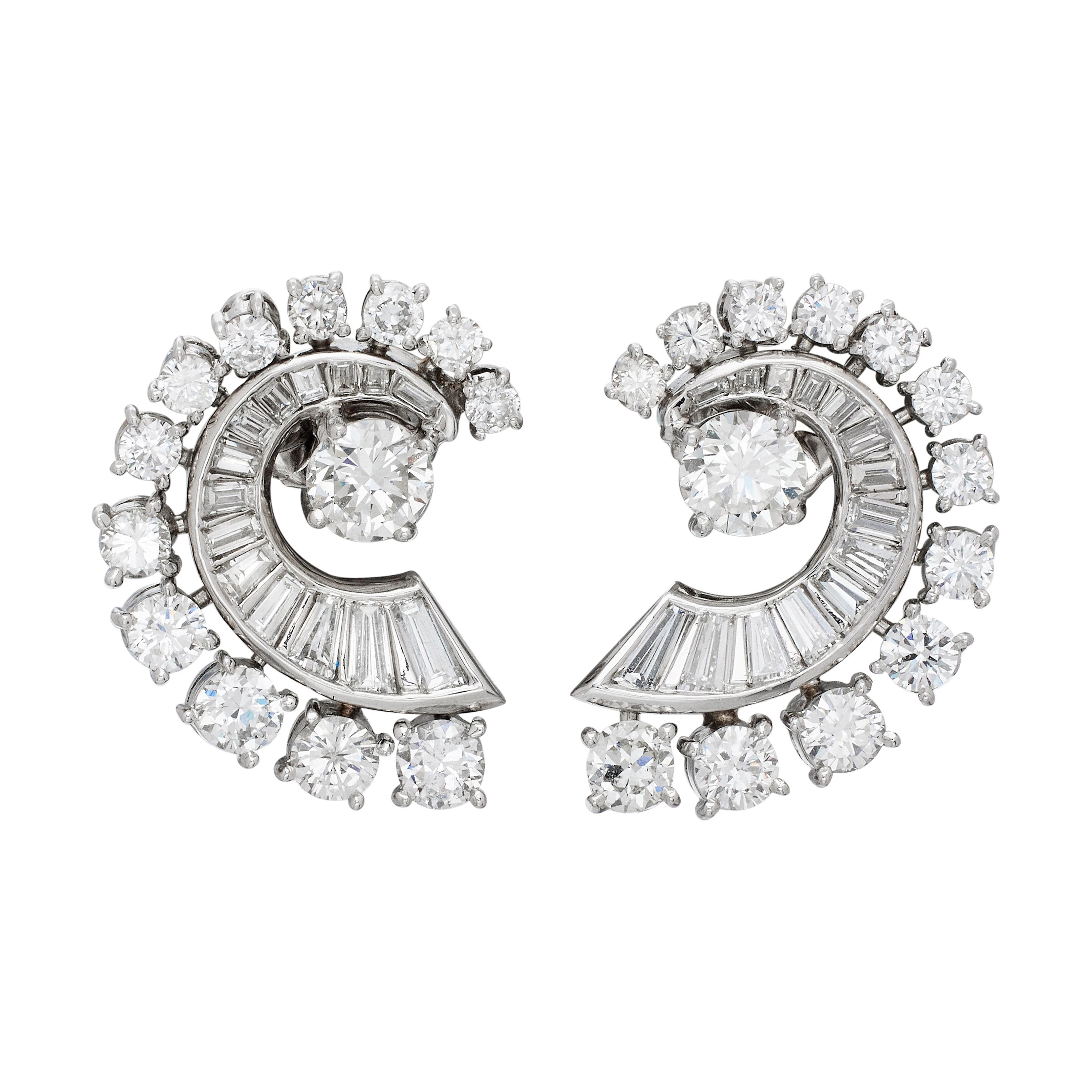 Vintage Platinum and Diamond Earrings