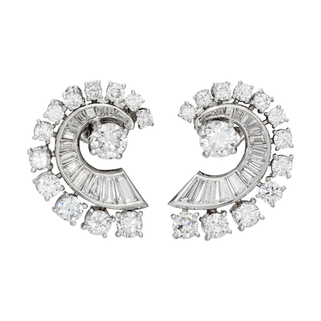 Vintage Platinum and Diamond Earrings
