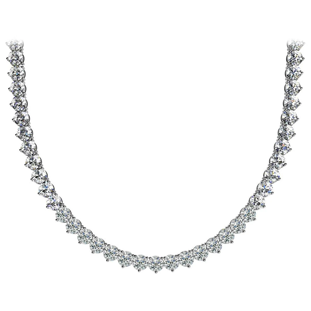 White Gold and 11.50ctw Round Brilliant Cut Diamond Tennis Necklace