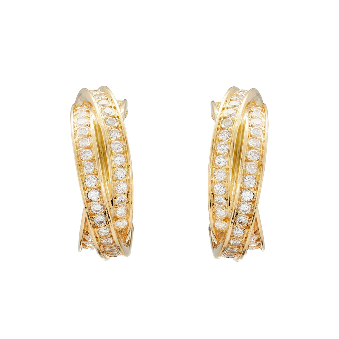 Gold and Diamond Trinity Earclips