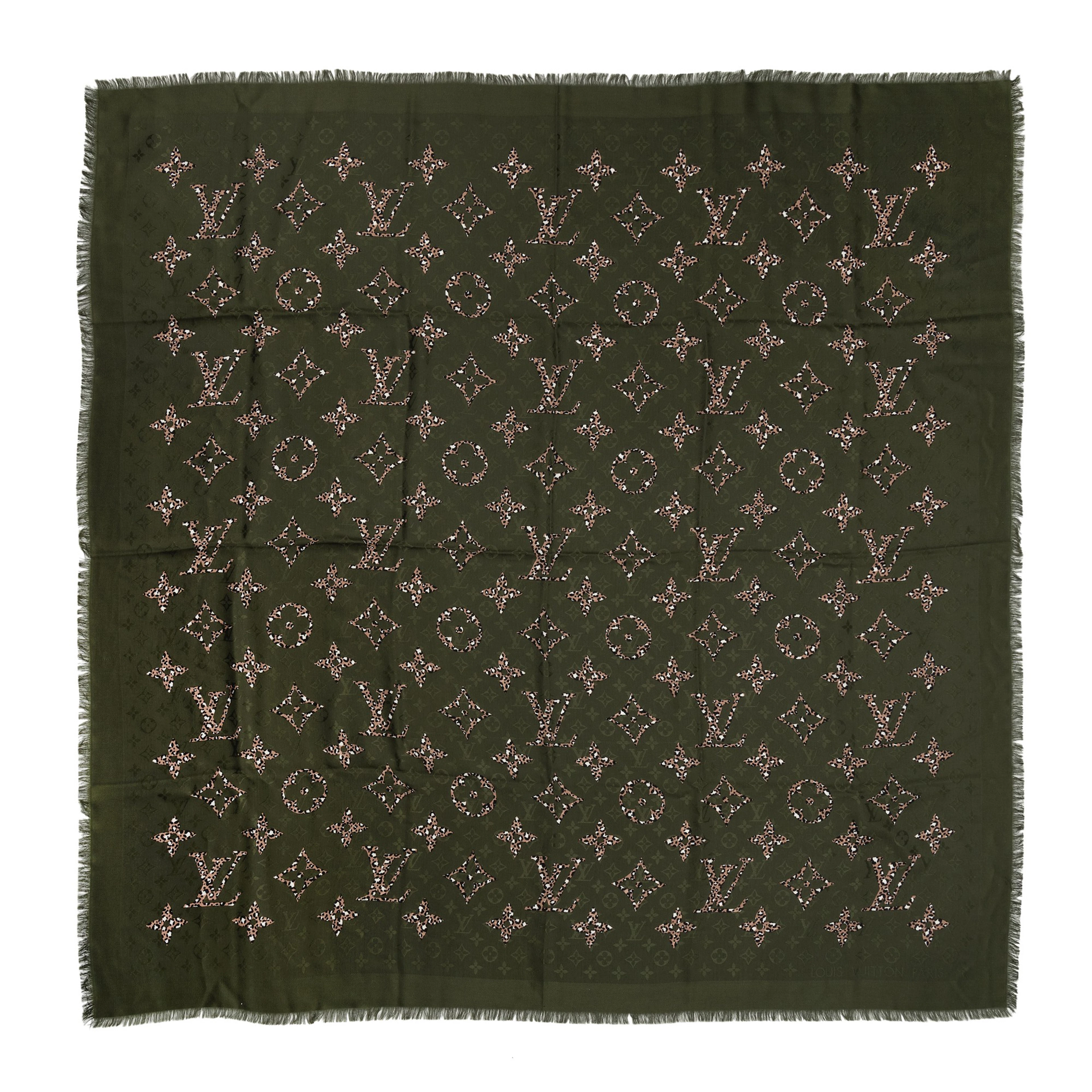 Green and Giant Jungle Monogram Wool and Silk Shawl, 2020
