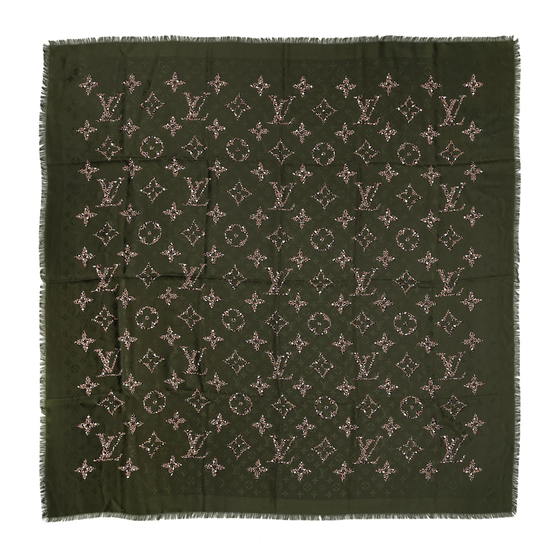Green and Giant Jungle Monogram Wool and Silk Shawl, 2020