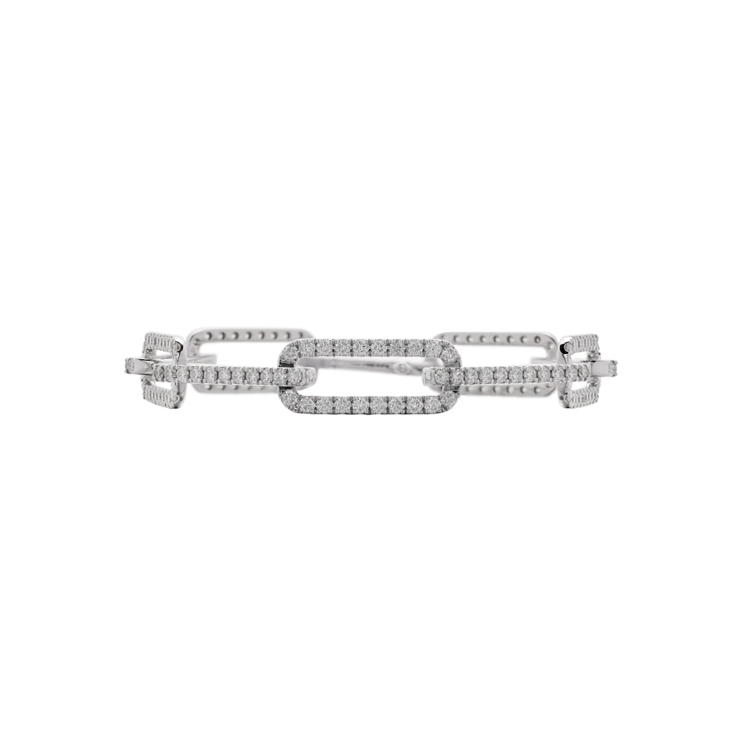 White Gold and Diamond Paperclip Link Bracelet