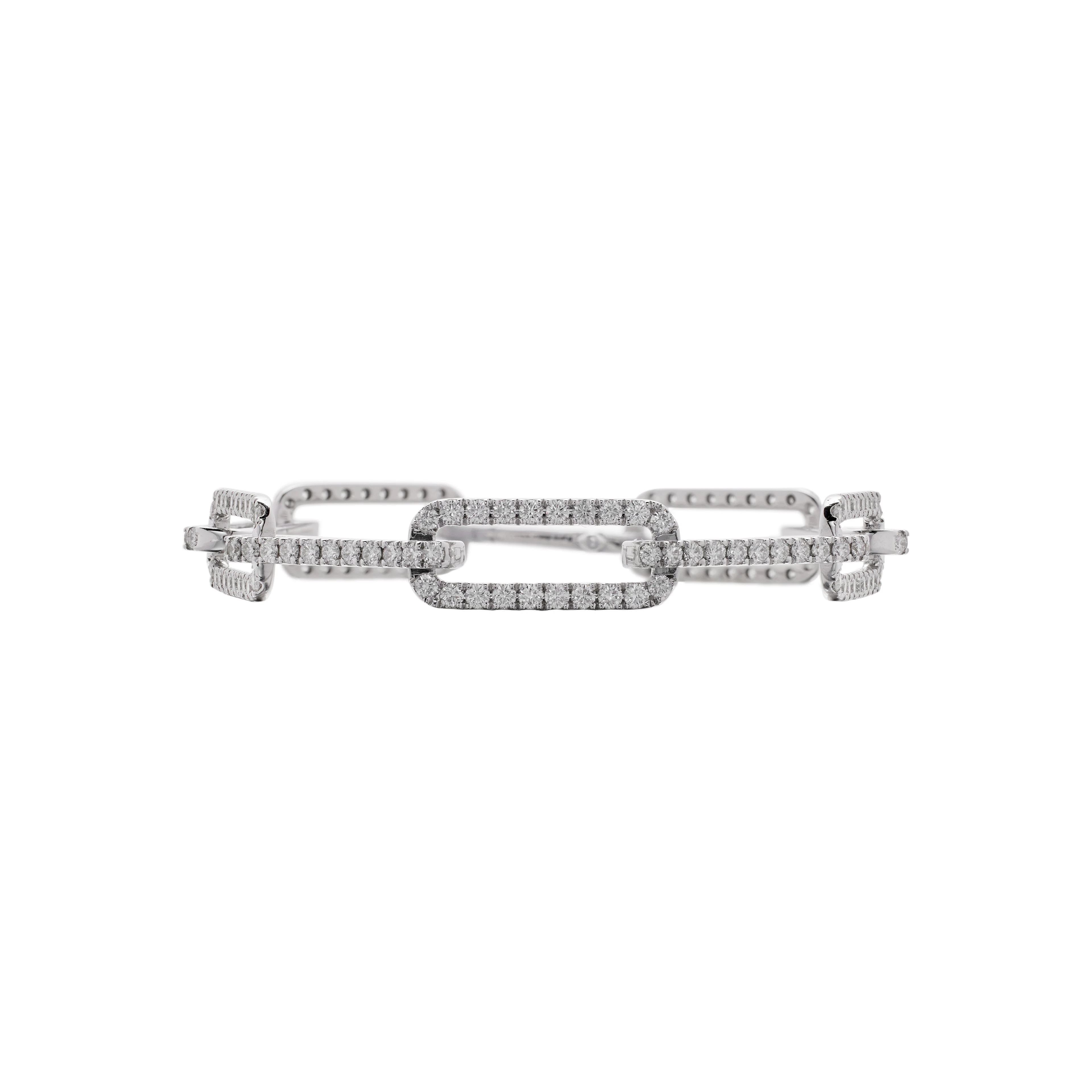 White Gold and Diamond Paperclip Link Bracelet