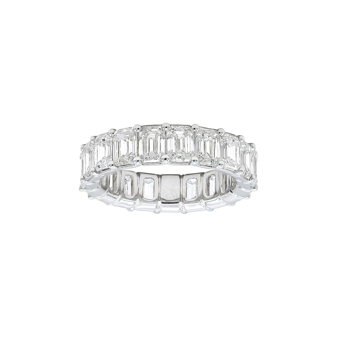 White Gold and 7.10ct Emerald Cut Diamond Eternity Band Ring