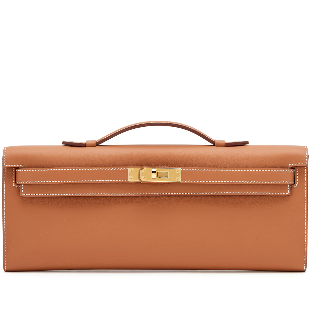 Gold Swift Kelly Cut Clutch Pochette Gold Hardware, 2025