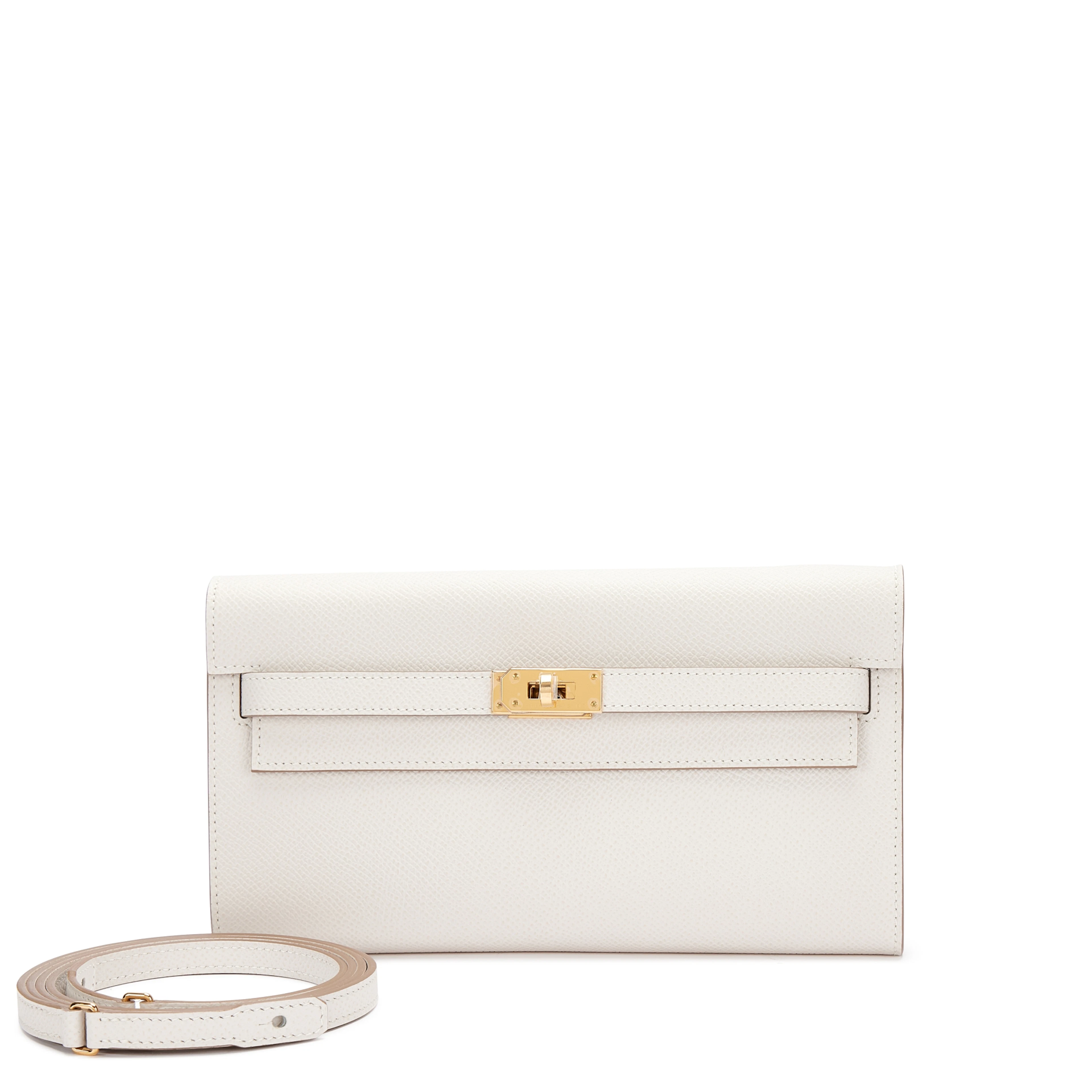 Gris Pale Epsom Kelly-To-Go Wallet Gold Hardware, 2023