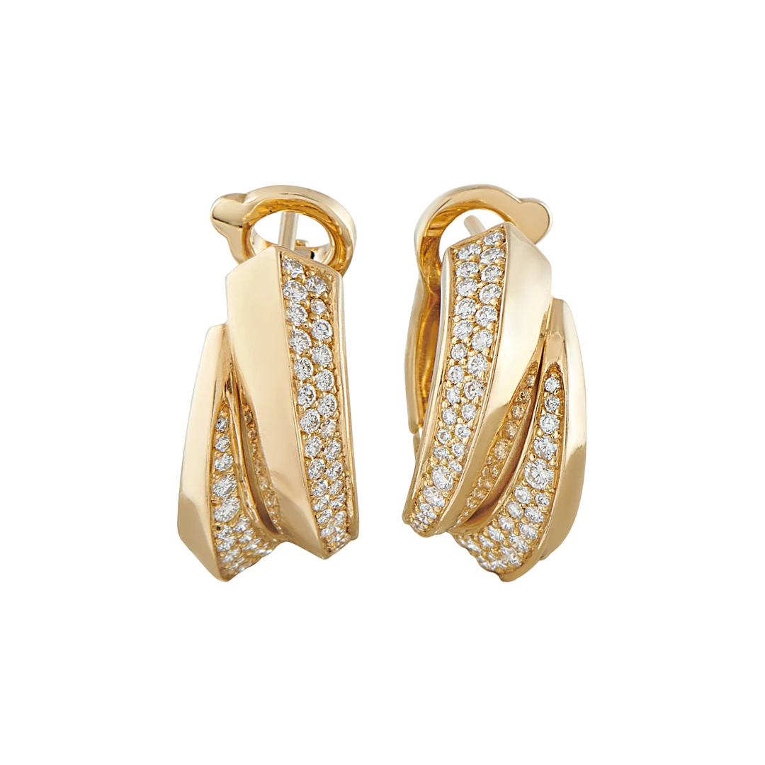 Gold and Diamond Panthère Griffe Hoop Earclips