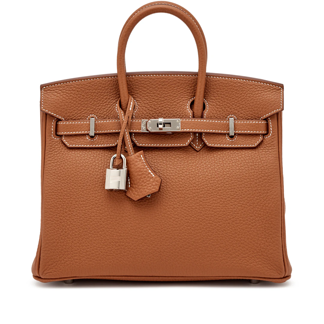 Gold Togo Birkin 25 Palladium Hardware