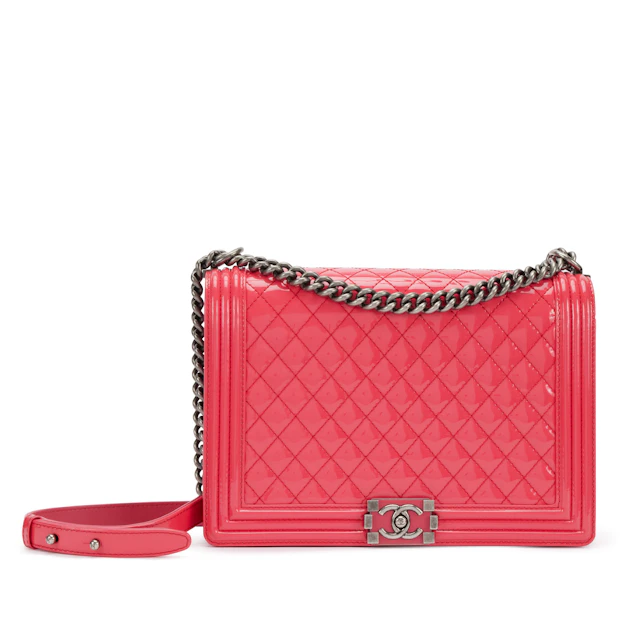 Pink Quilted Patent Leather Large Boy Bag Ruthenium Hardware, 2012-2013