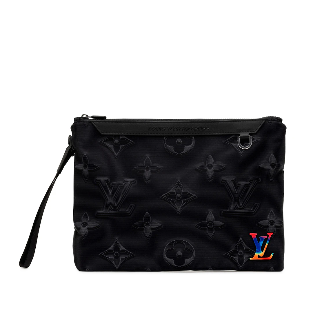 Virgil Abloh Black & Green Monogram 3D Nylon 2054 Reversible Pouch, 2020