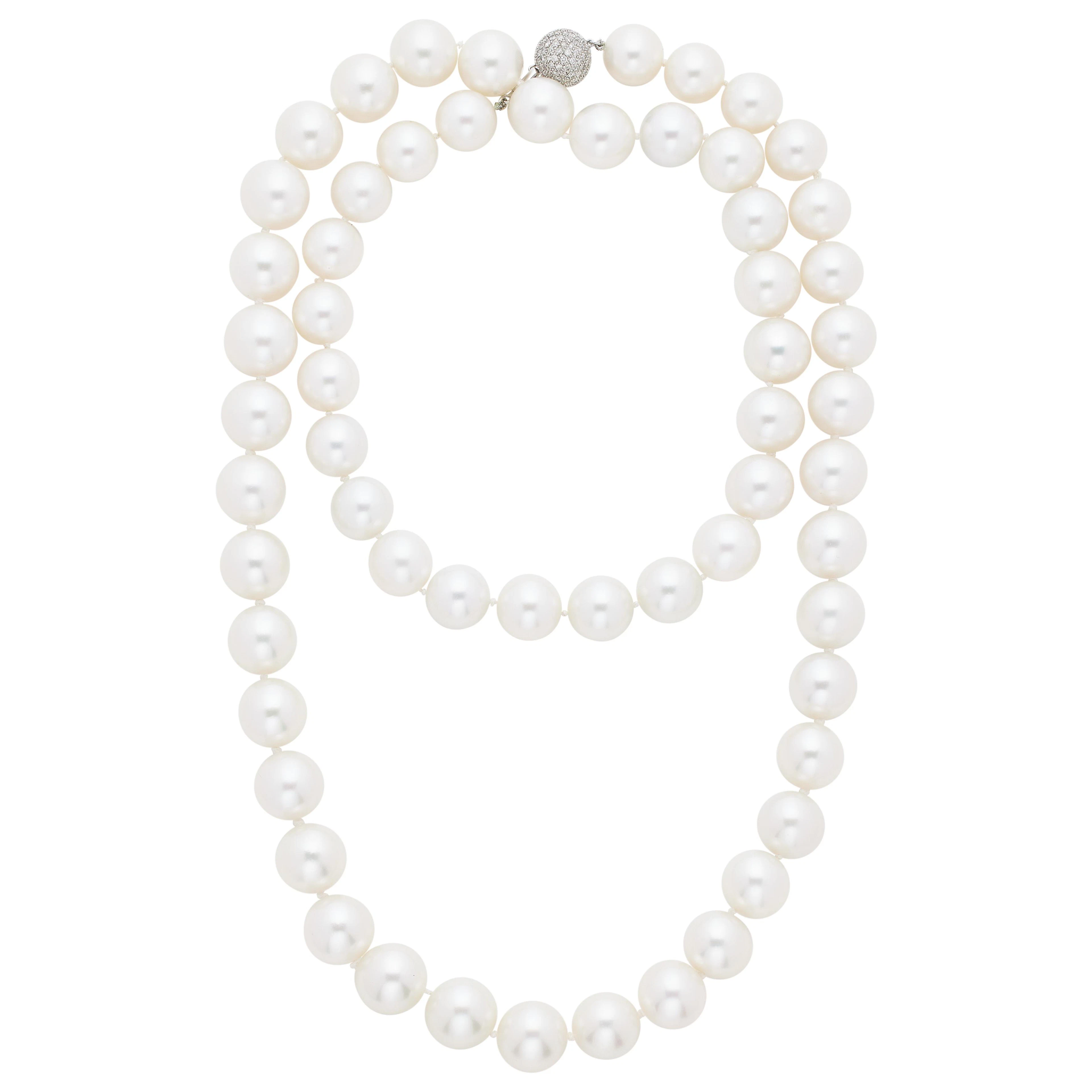 White Gold, Cultured Pearl and Diamond Necklace