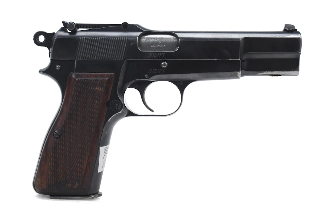 FN BROWNING HI-POWER 9MM PISTOL WITH SHOULDER STOCK.