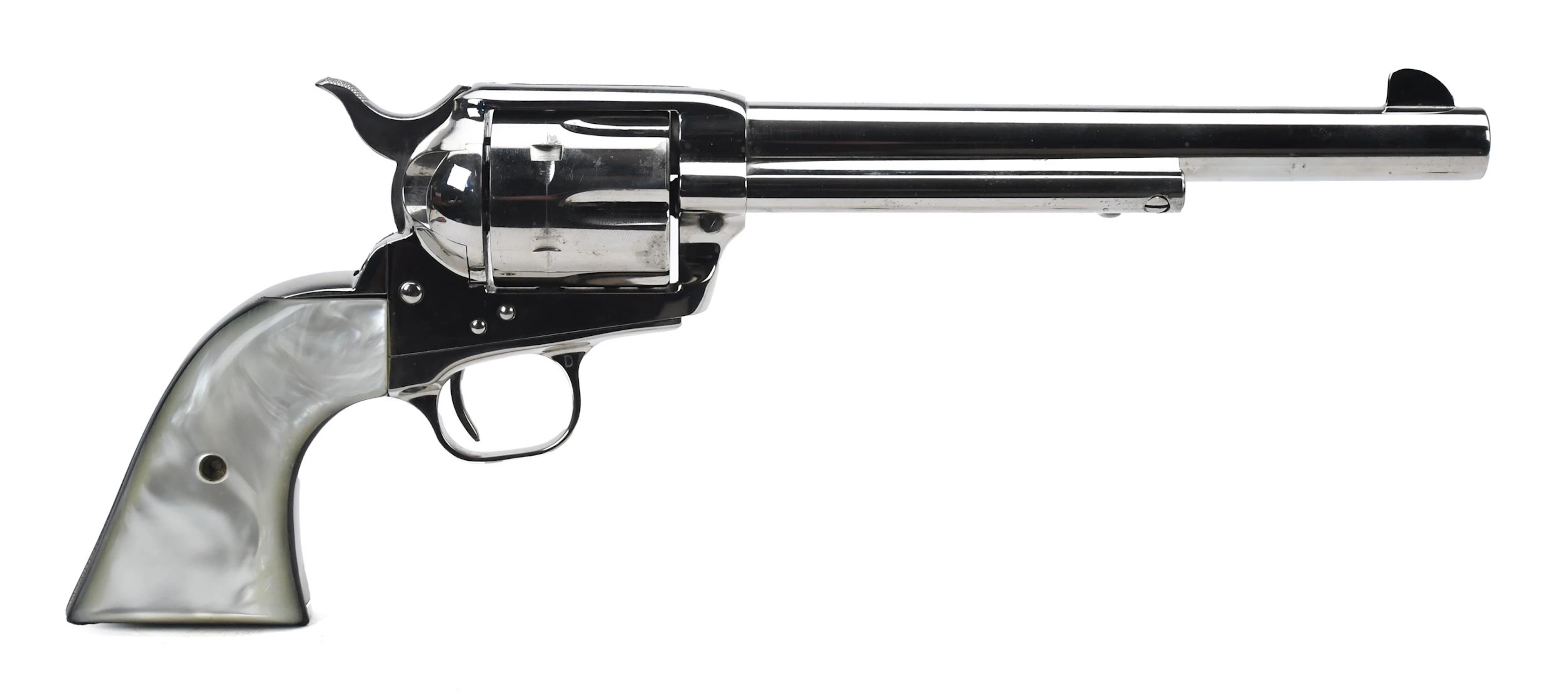 COLT SINGLE ACTION ARMY .45 NICKEL REVOLVER.