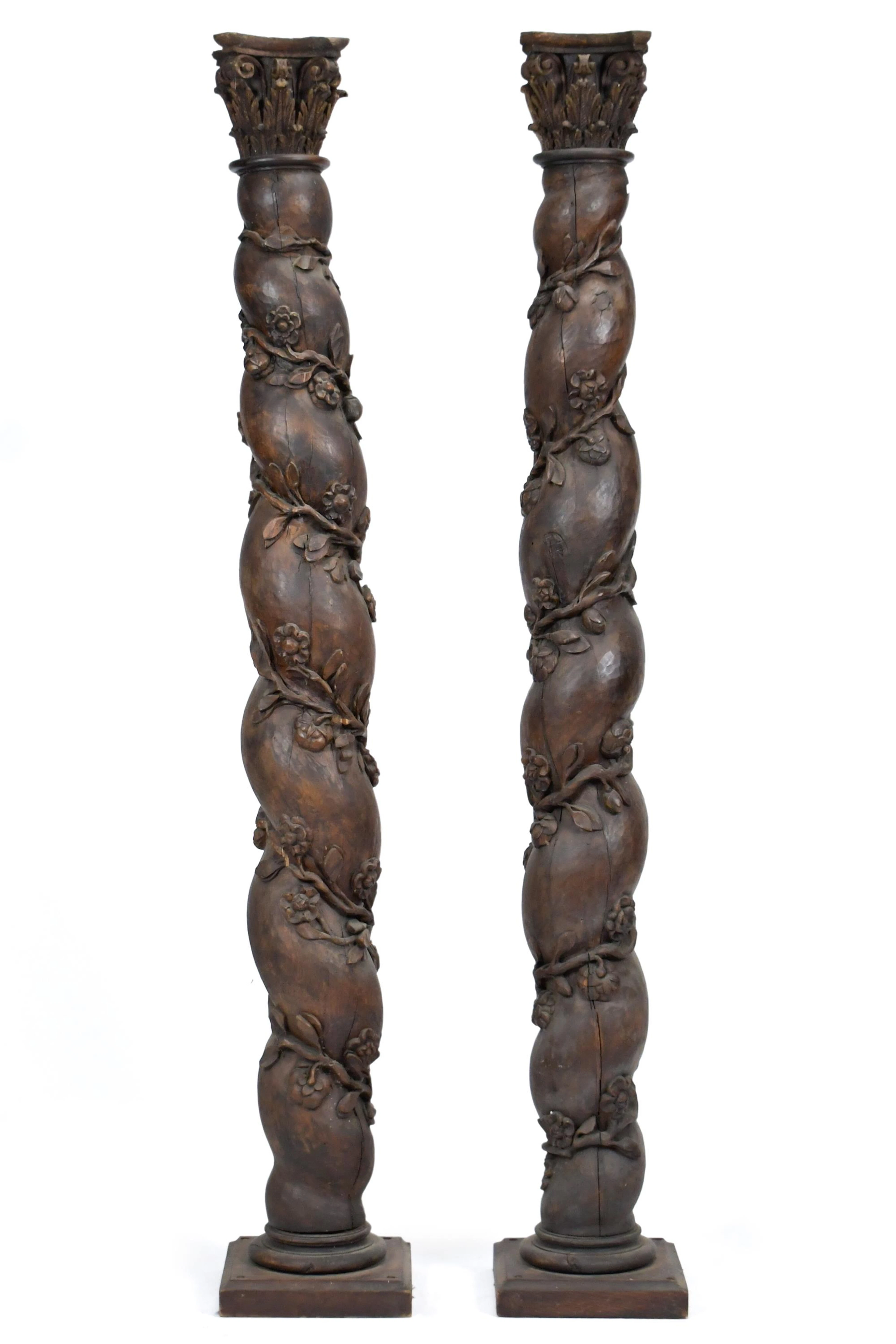 PR. OF CARVED ITALIAN WALNUT COLUMNS.