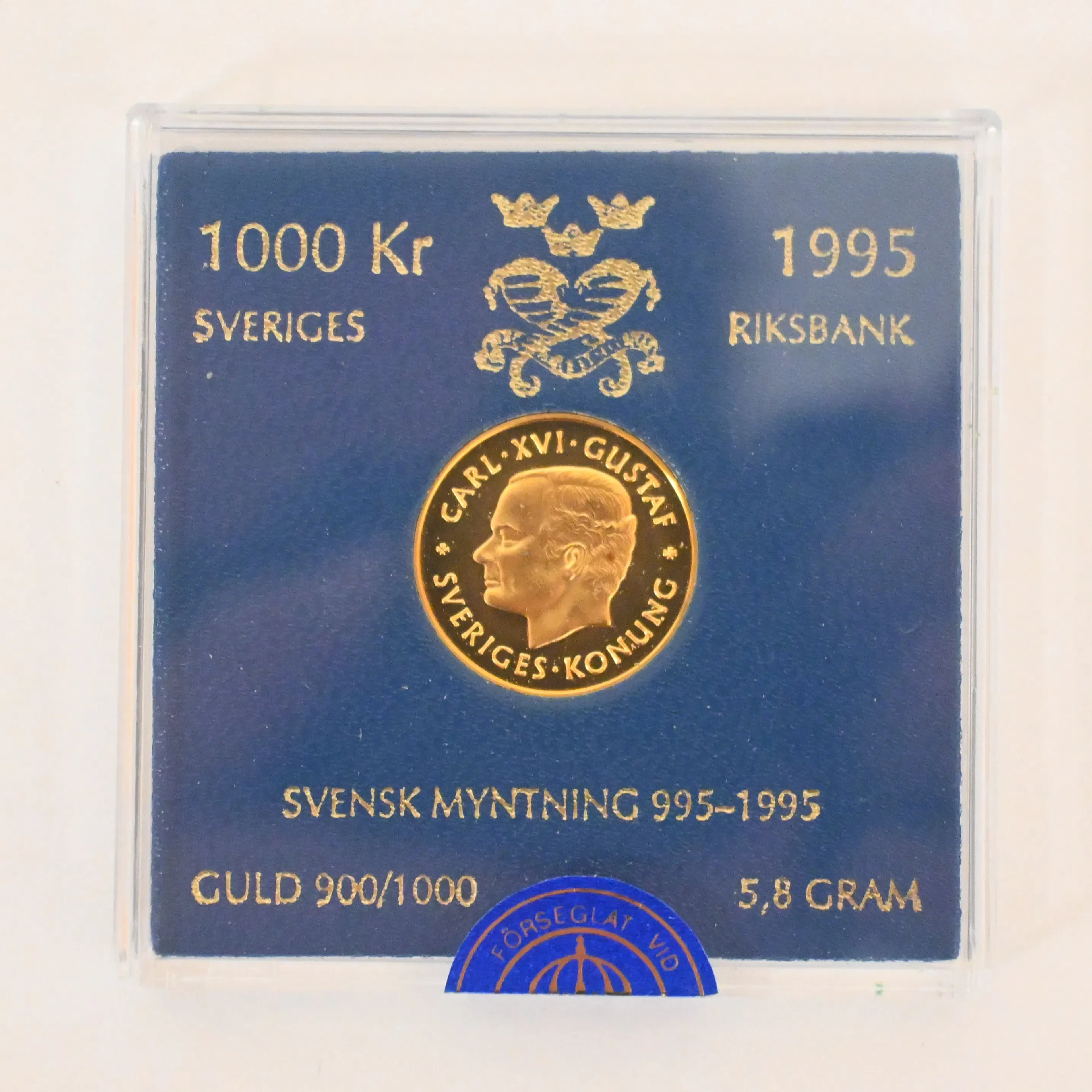 Guldmynt, 1000kr, Svensk Myntning 995-1995, 1995.