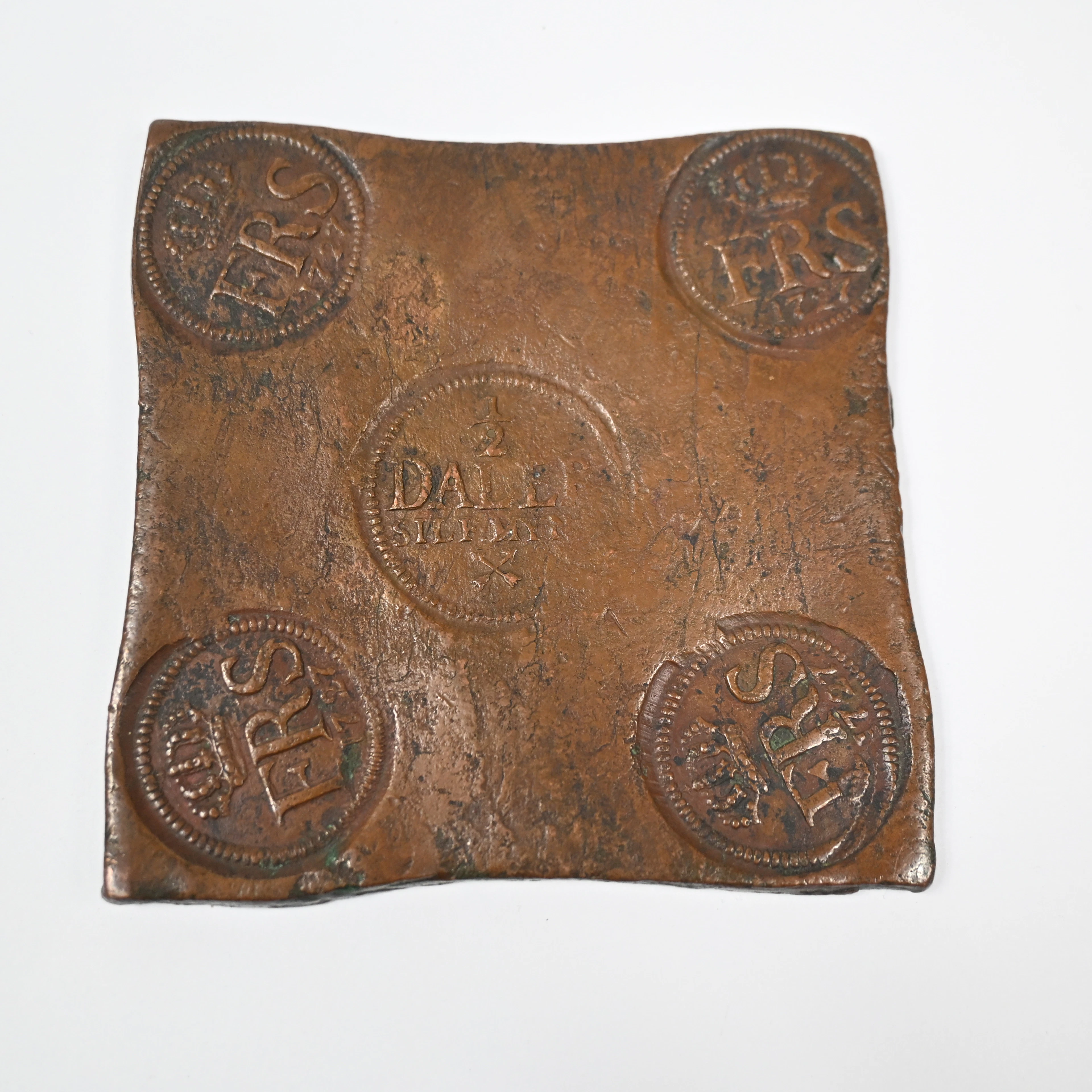 Plåtmynt, Fredrik I, 1/2 daler, 1727.