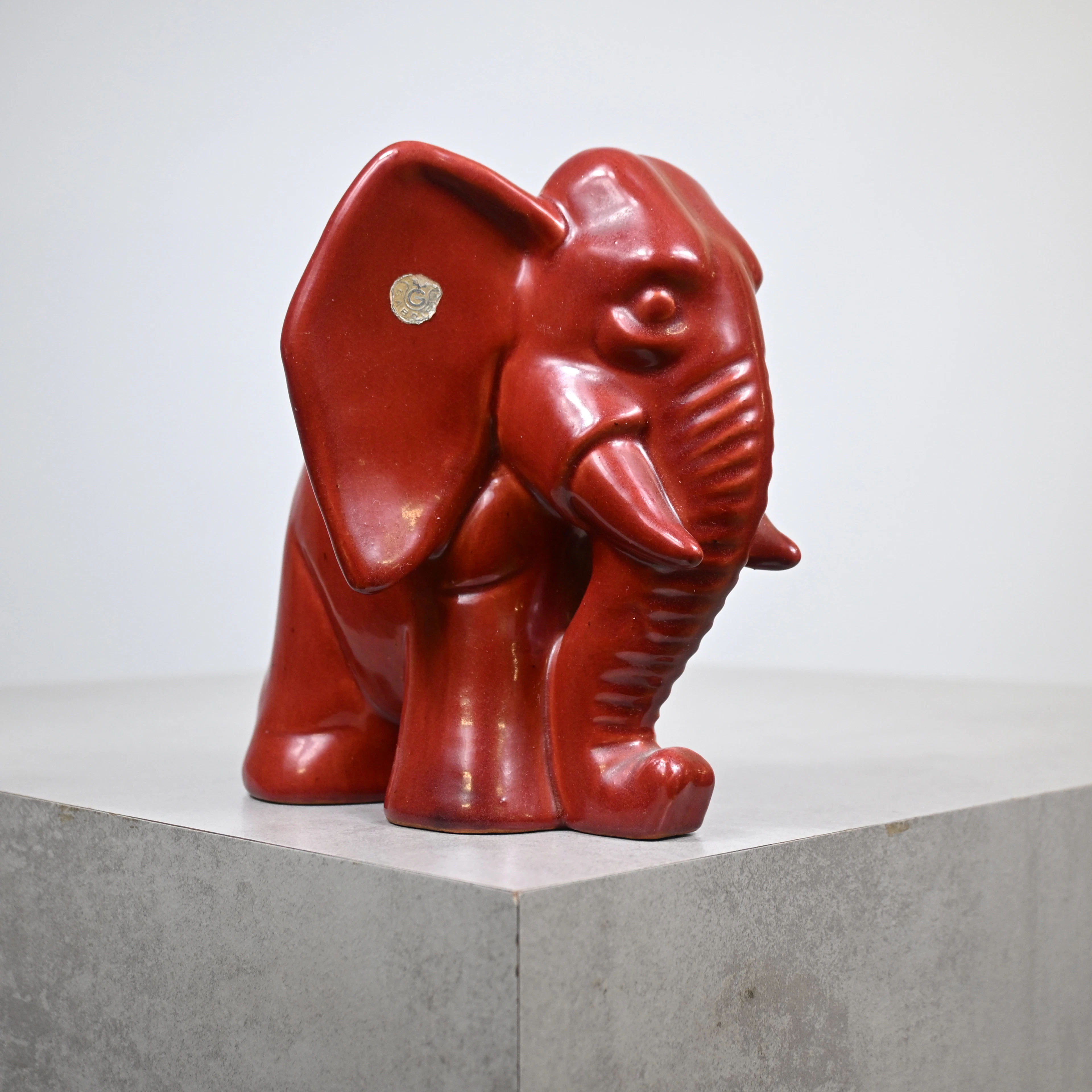 Figurin, elefant, lergods, Gabriel Keramik.