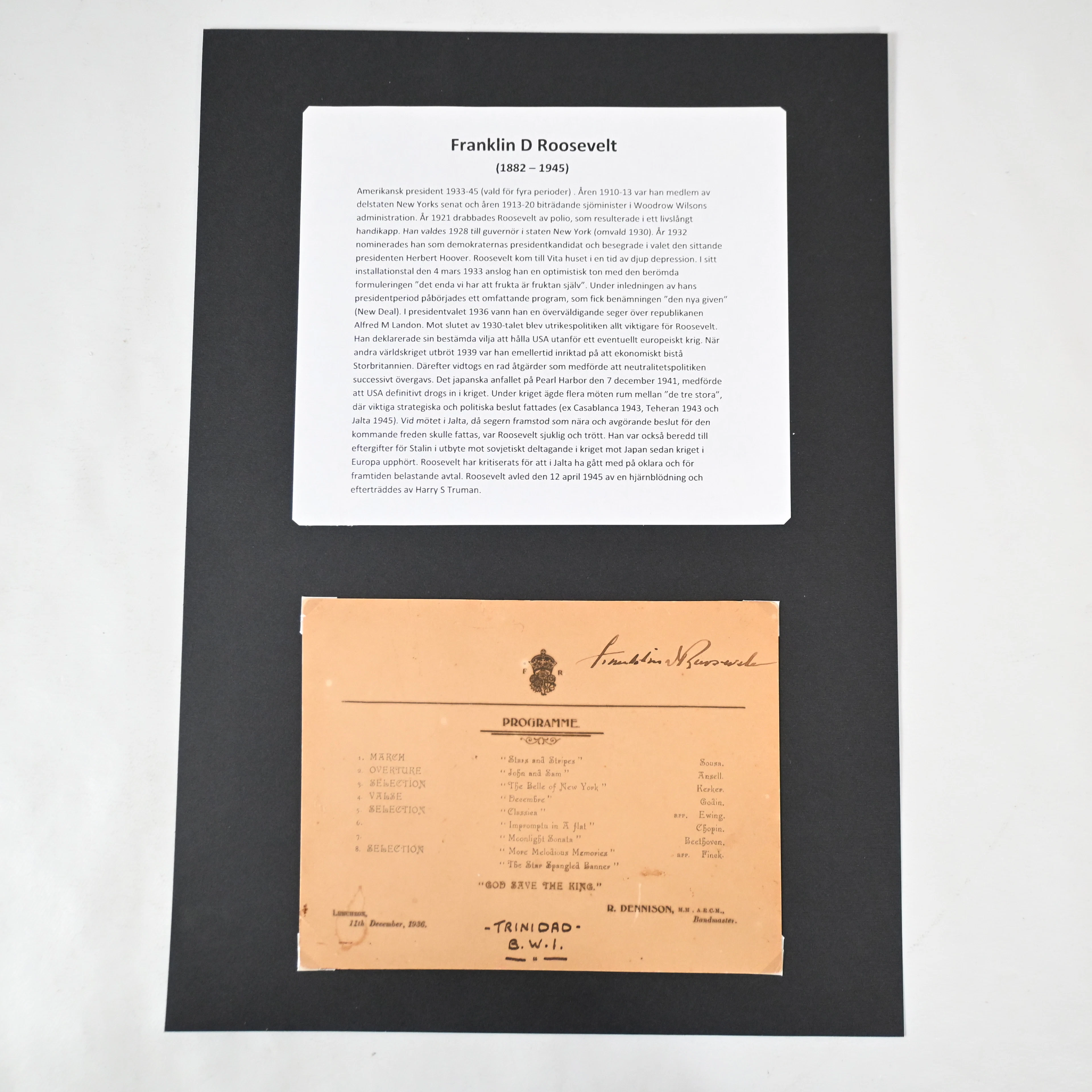 Autograf, Franklin D. Roosevelt (1882-1945).