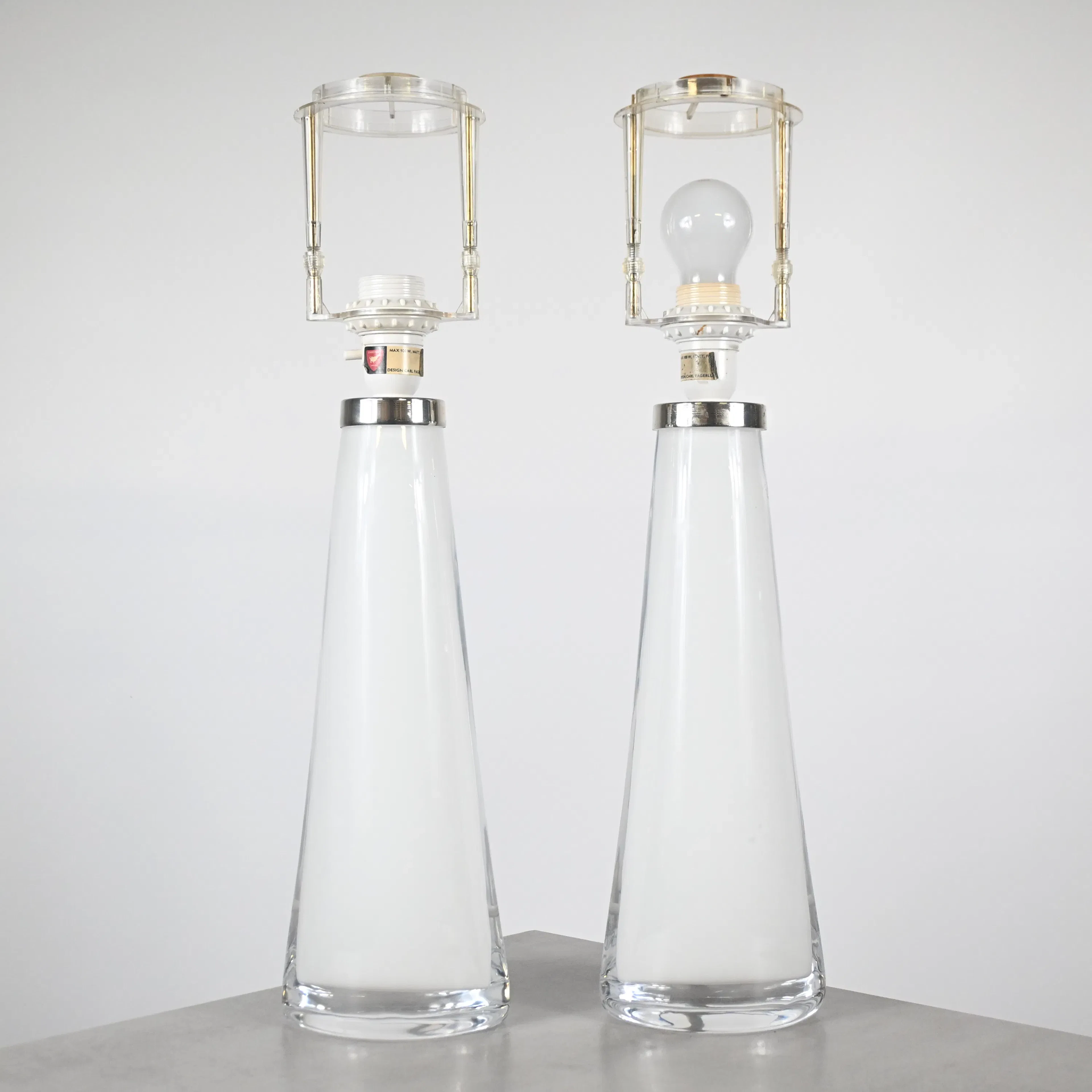 Carl Fagerlund, bordslampor, ett par, glas, Orrefors.