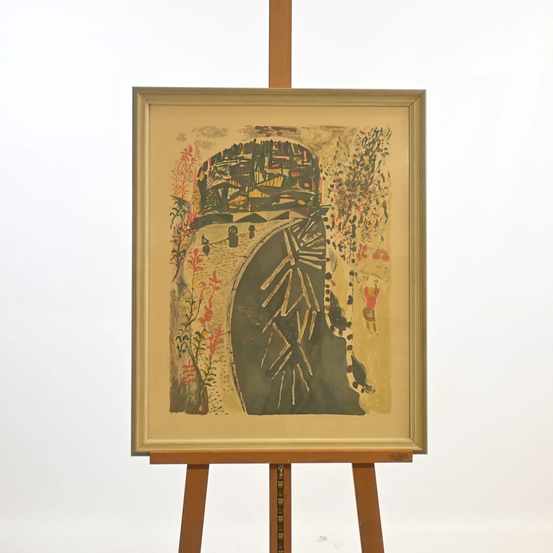 Sven X:et Erixson (1899-1970) "Timmerälven", färglitografi, signerad.