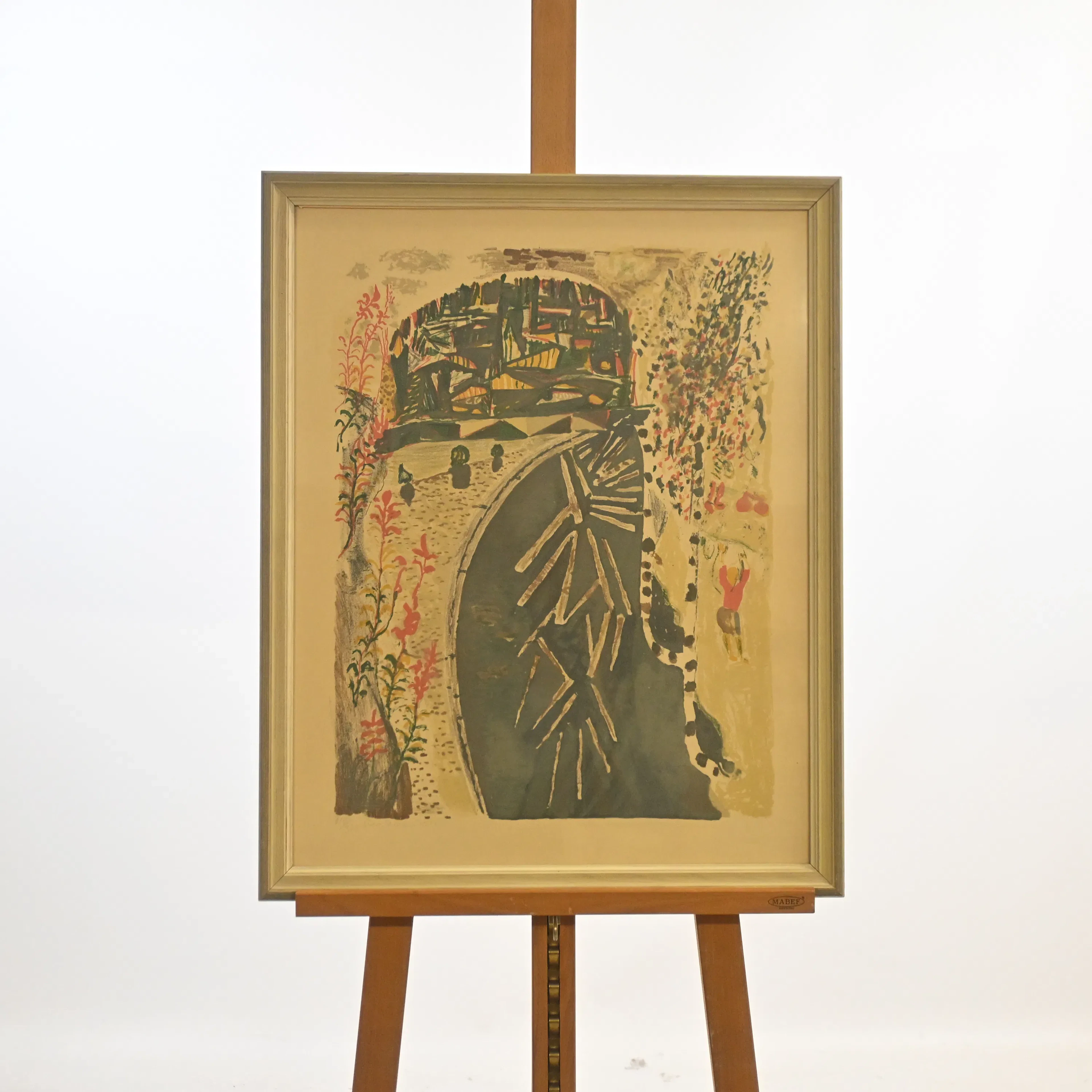 Sven X:et Erixson (1899-1970) "Timmerälven", färglitografi, signerad.