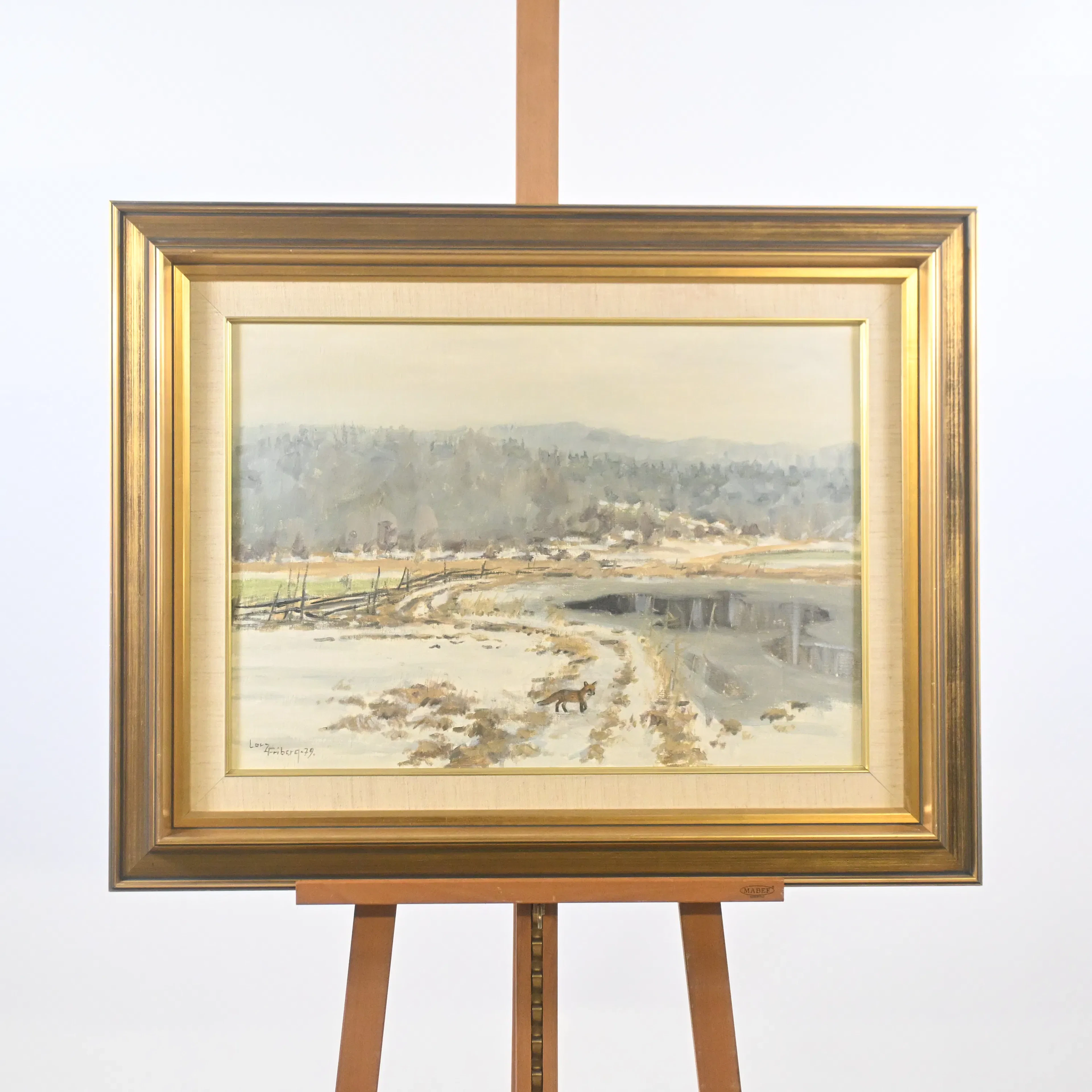 Larz Wilhelm Friberg (1918–2002) "Räv på byvägen", olja på duk, signerad.