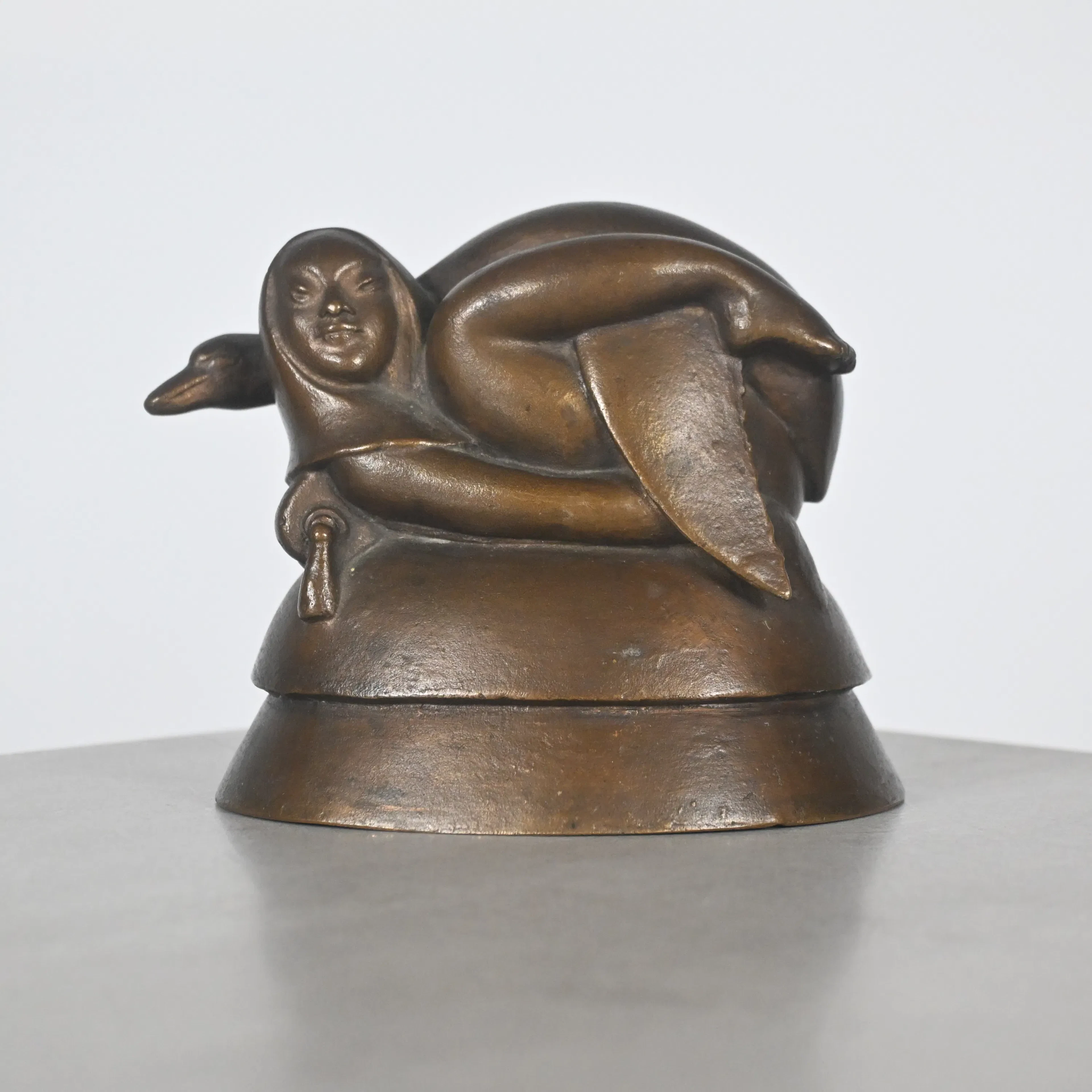 Nils Fougstedt (1881-1954) "Leda och svanen", skulptur, brons, signerad.