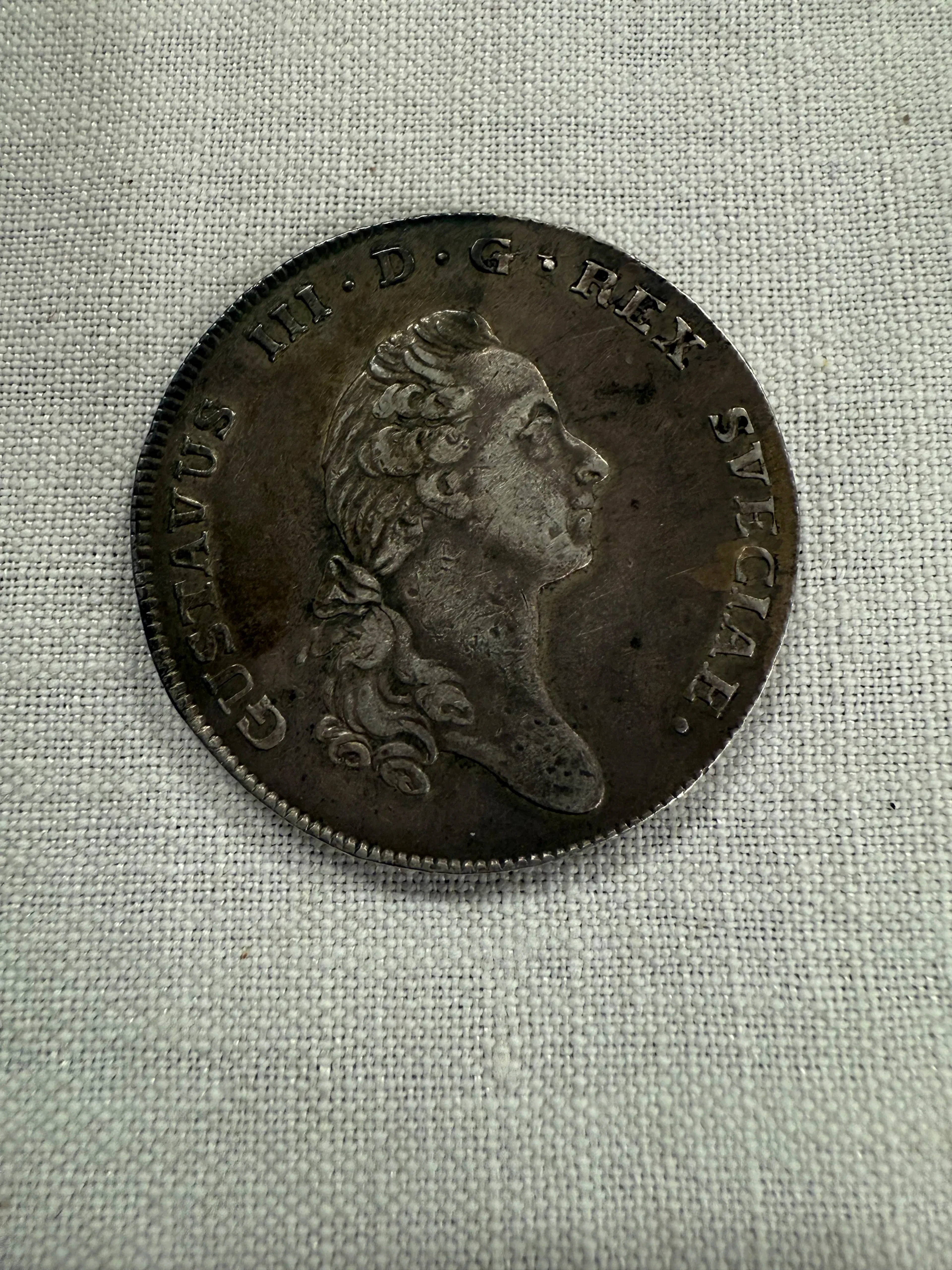Mynt, 1 riksdaler, Gustav III, silver, 1776.
